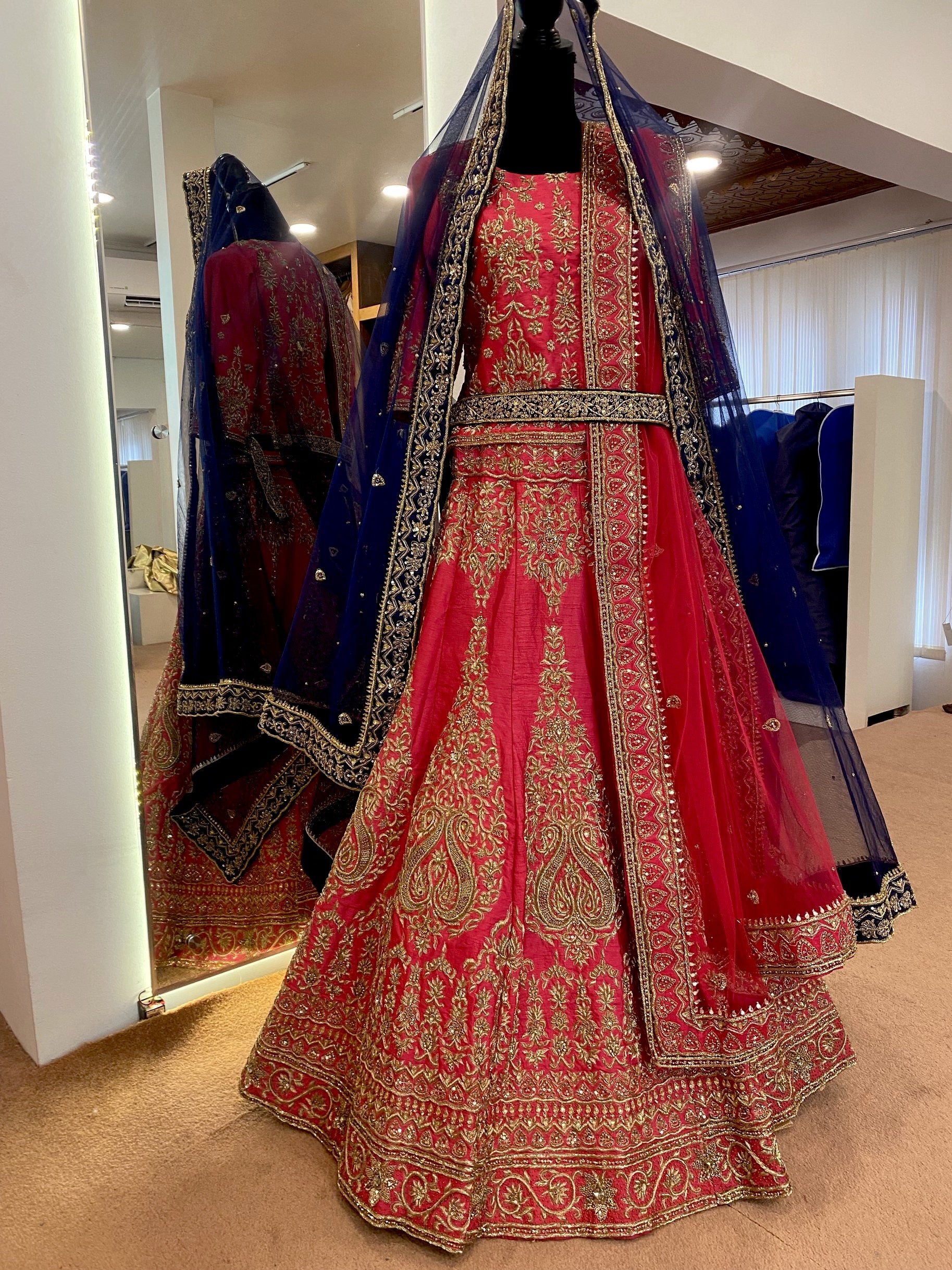 Hand embroidered Bridal lehanga with double Duppata
