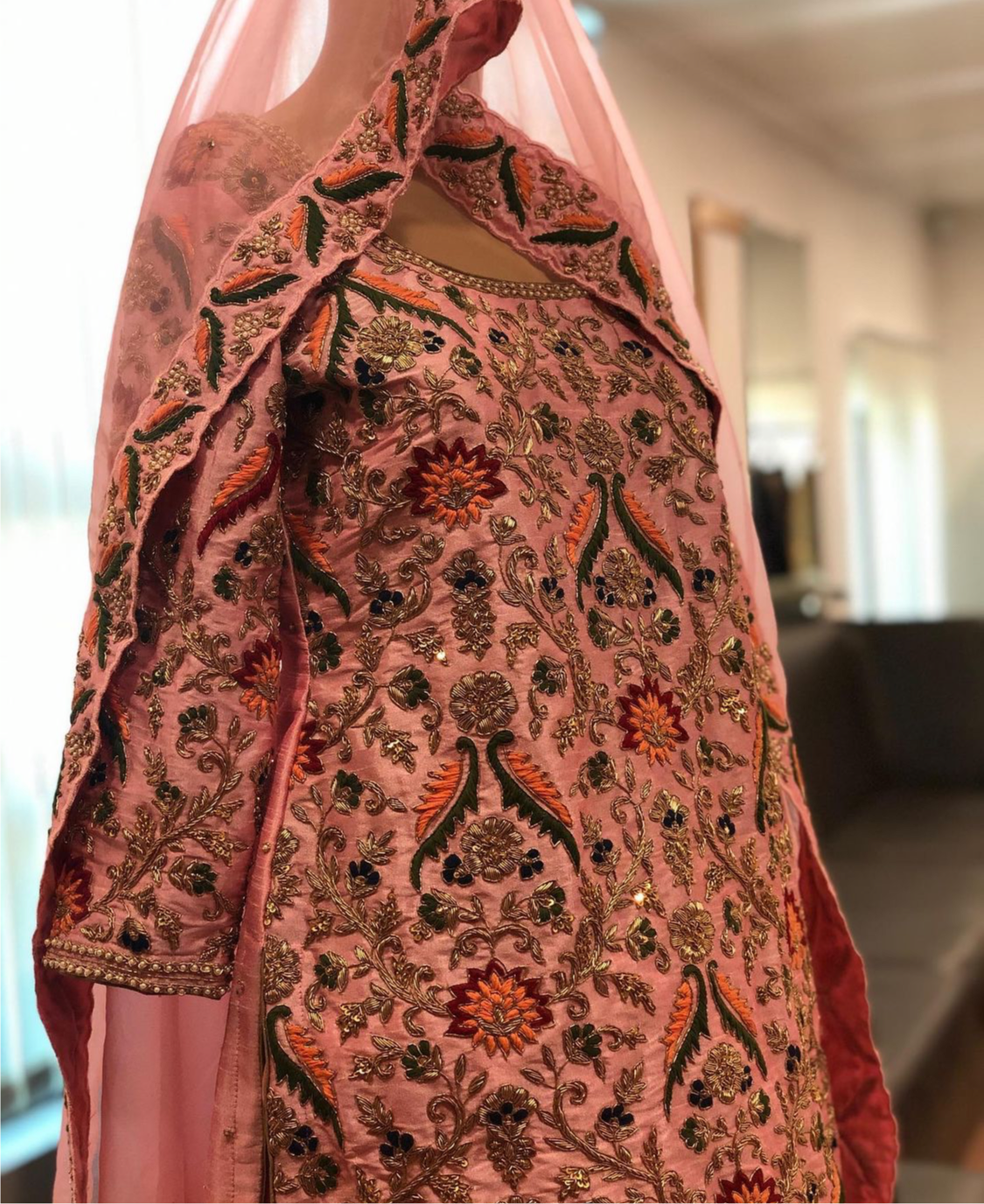 Handembroidered Sharara Dress - Pastau