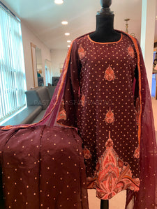 Handembroidered Sharara dress 3pc stitched