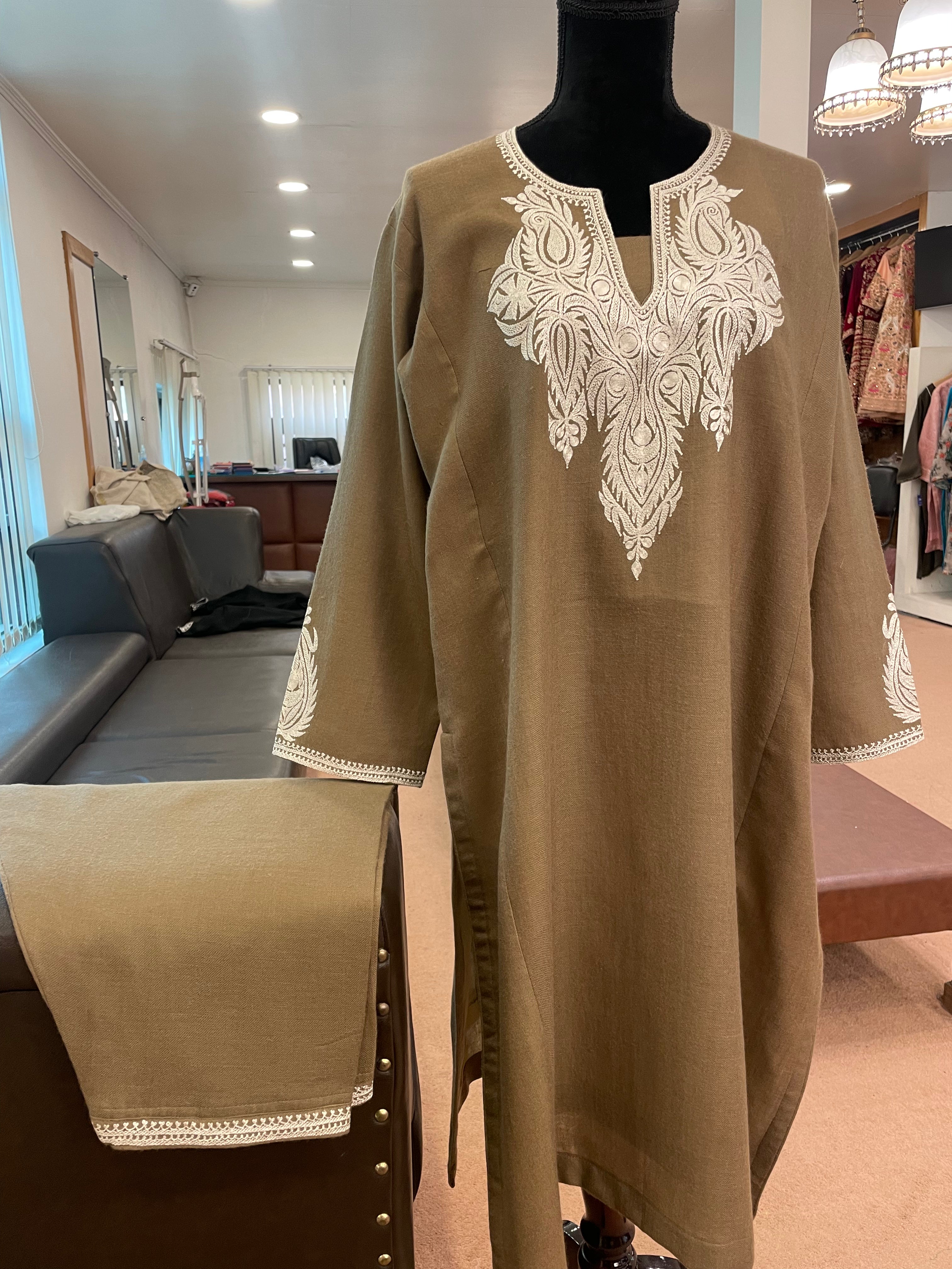 Pashmina blend doave pheran set