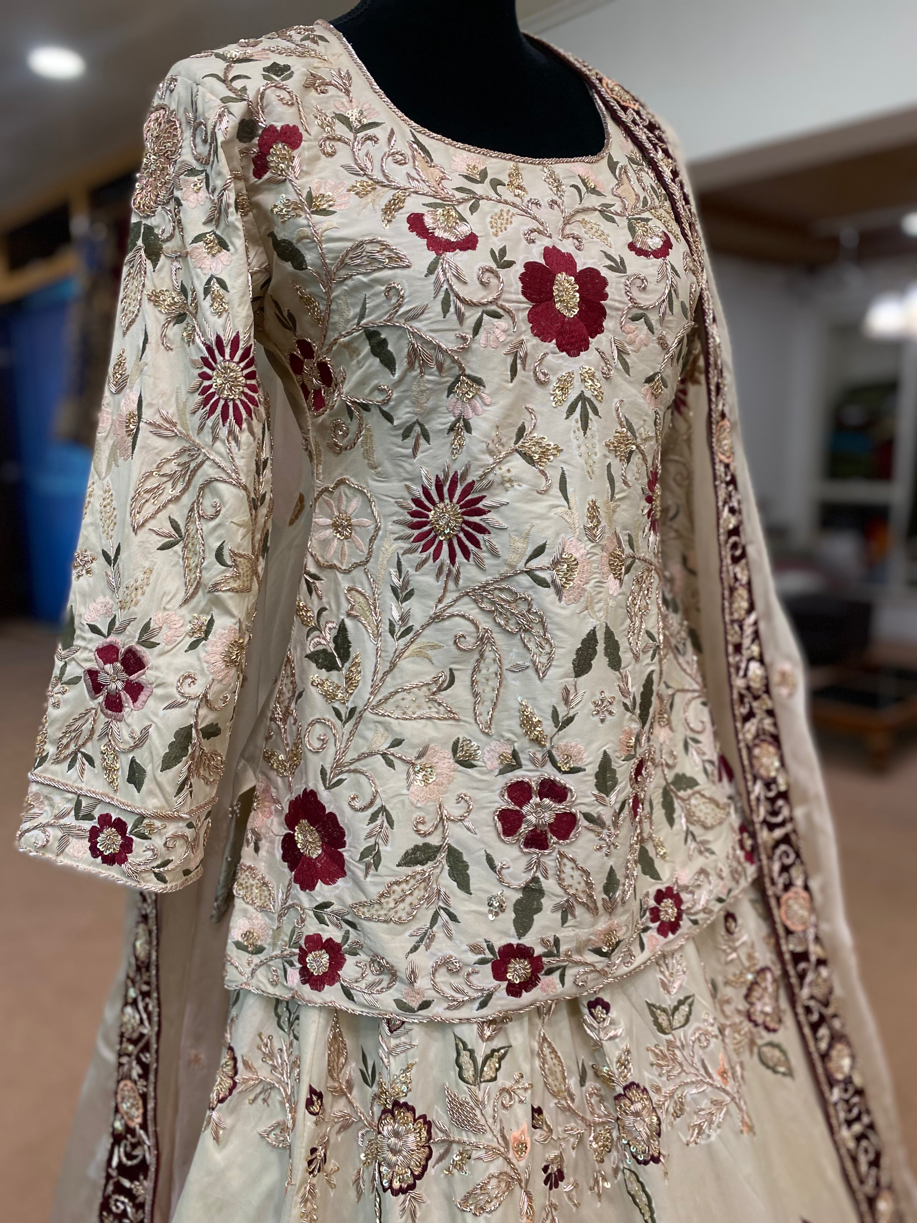 Hand embroidered Bridal Lehanga