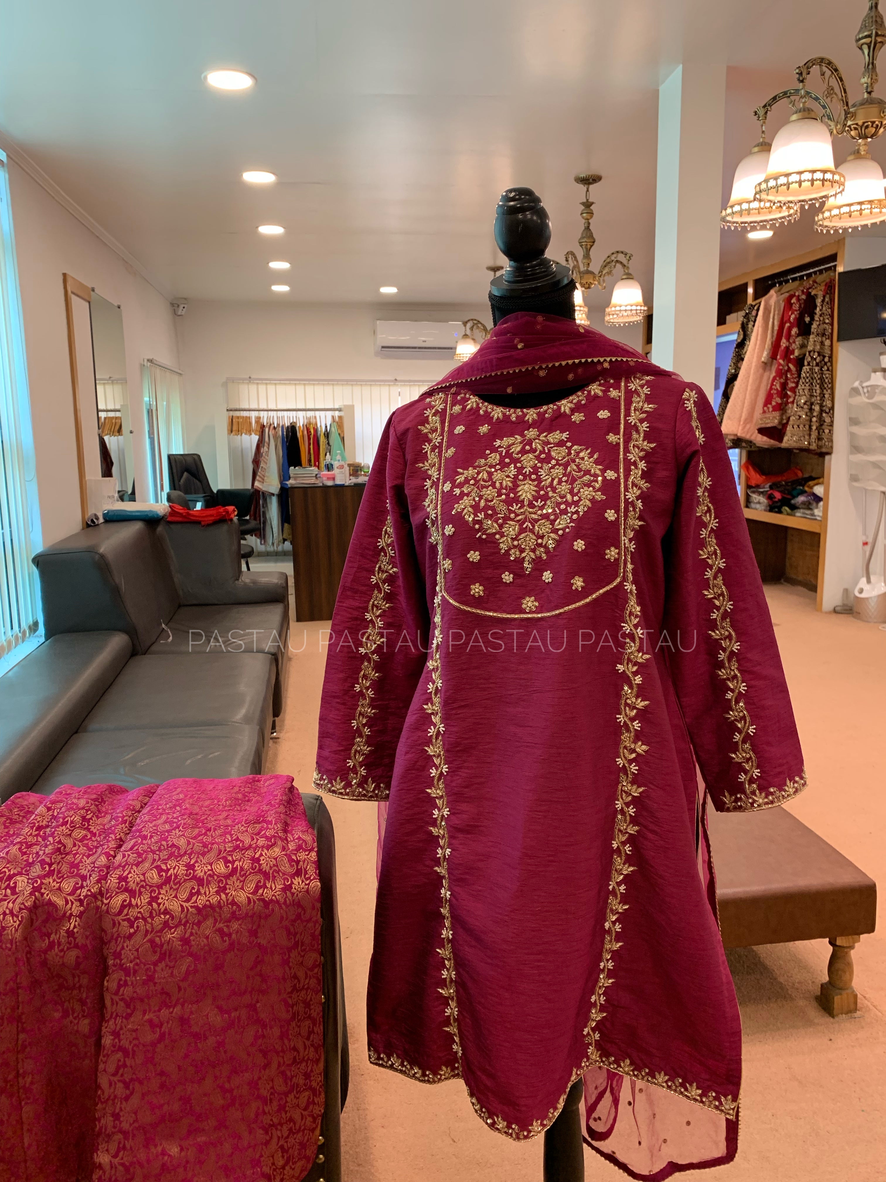 Hand embroidered 3pc sharara dress stitched