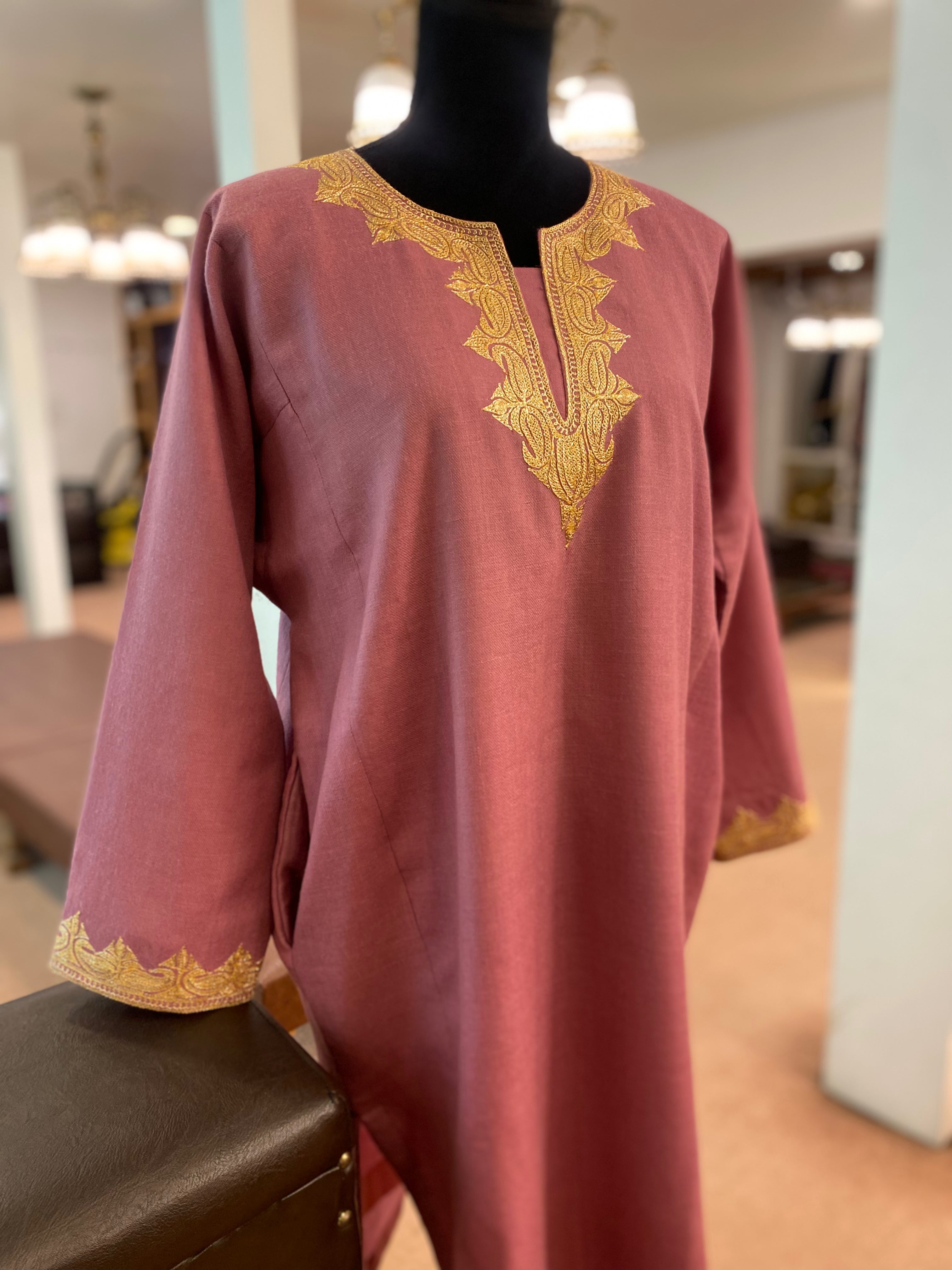 Pure pashmina blend pheran with hand Tilla pwb265