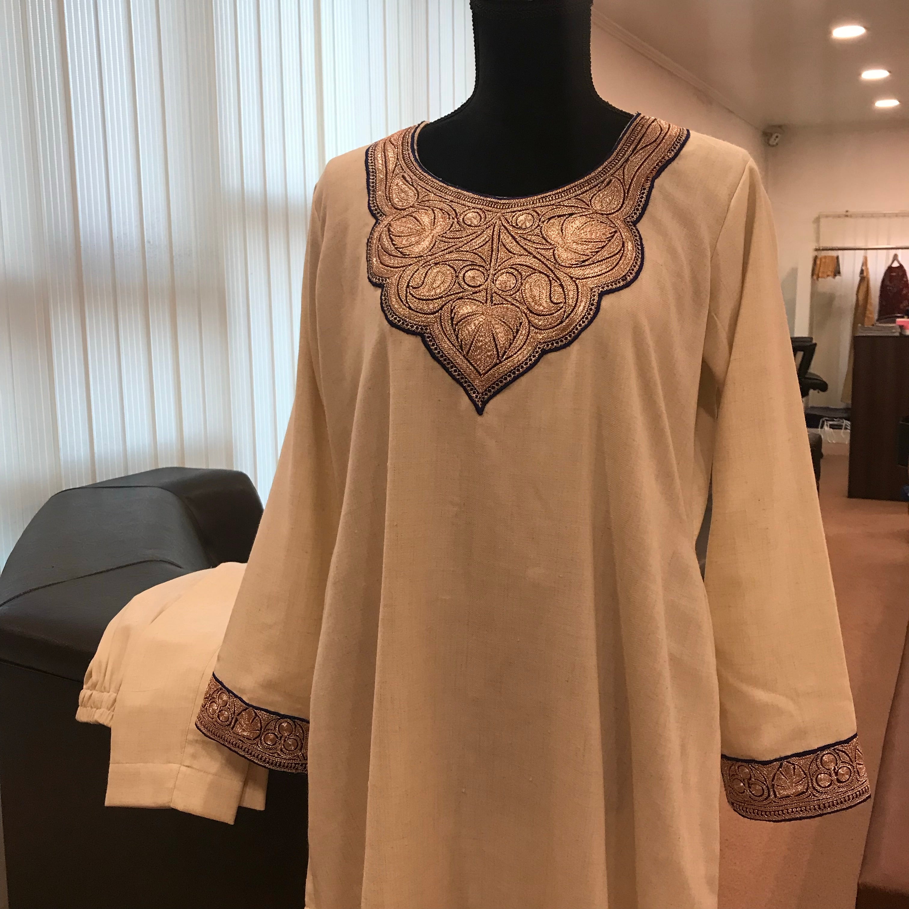 Pure pashmina blend kurta set 2pc with handcrafted Tilla PWB126