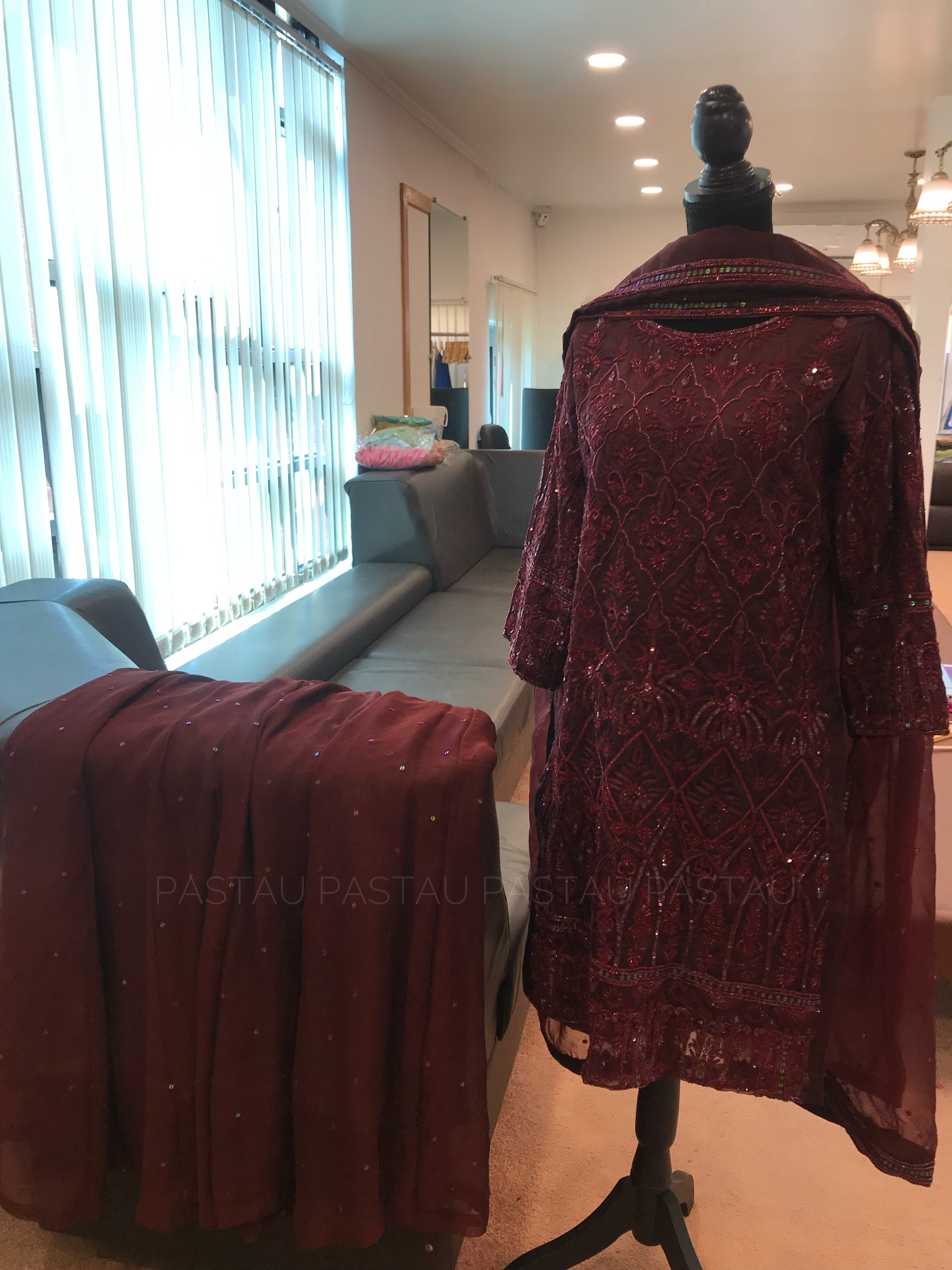 Handembroidered 3pc Sharara dress stitched