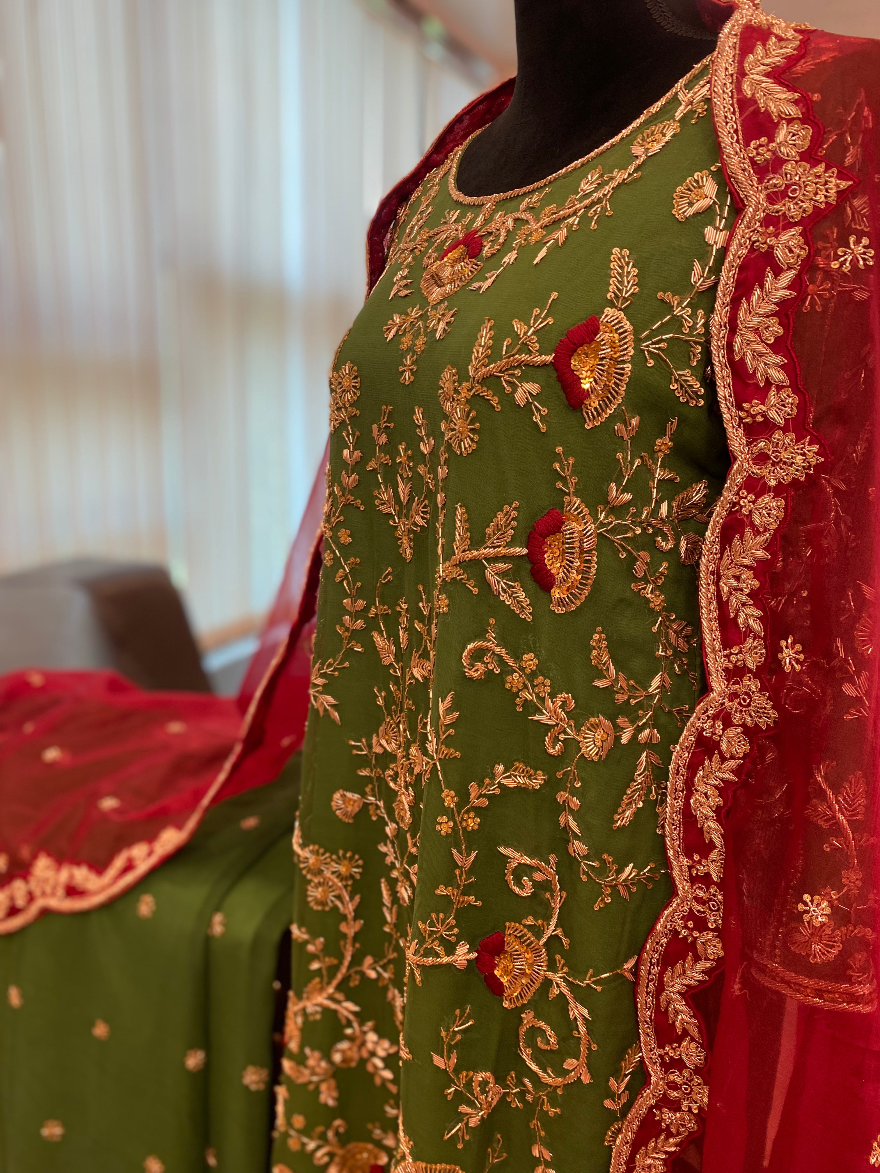 Hand embroidered Sharara Dress