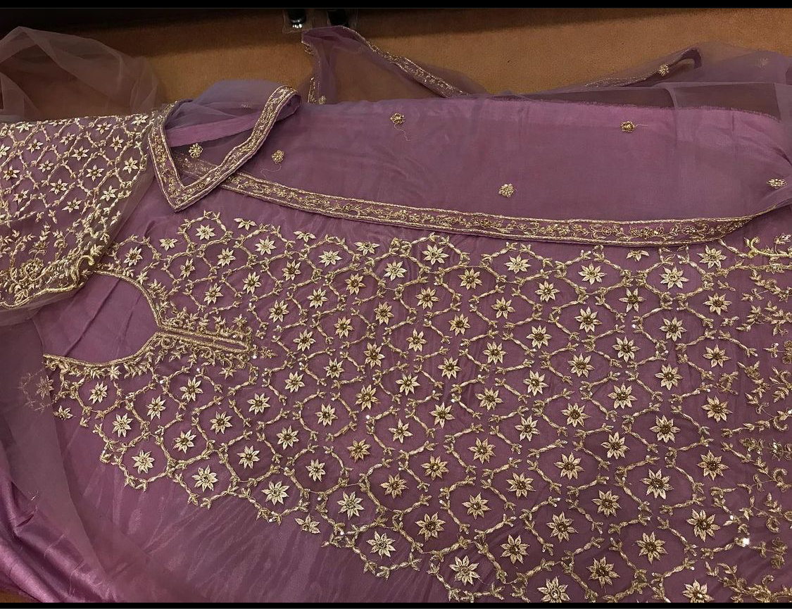 Hand embroidered 3pc unstitched suit - Pastau
