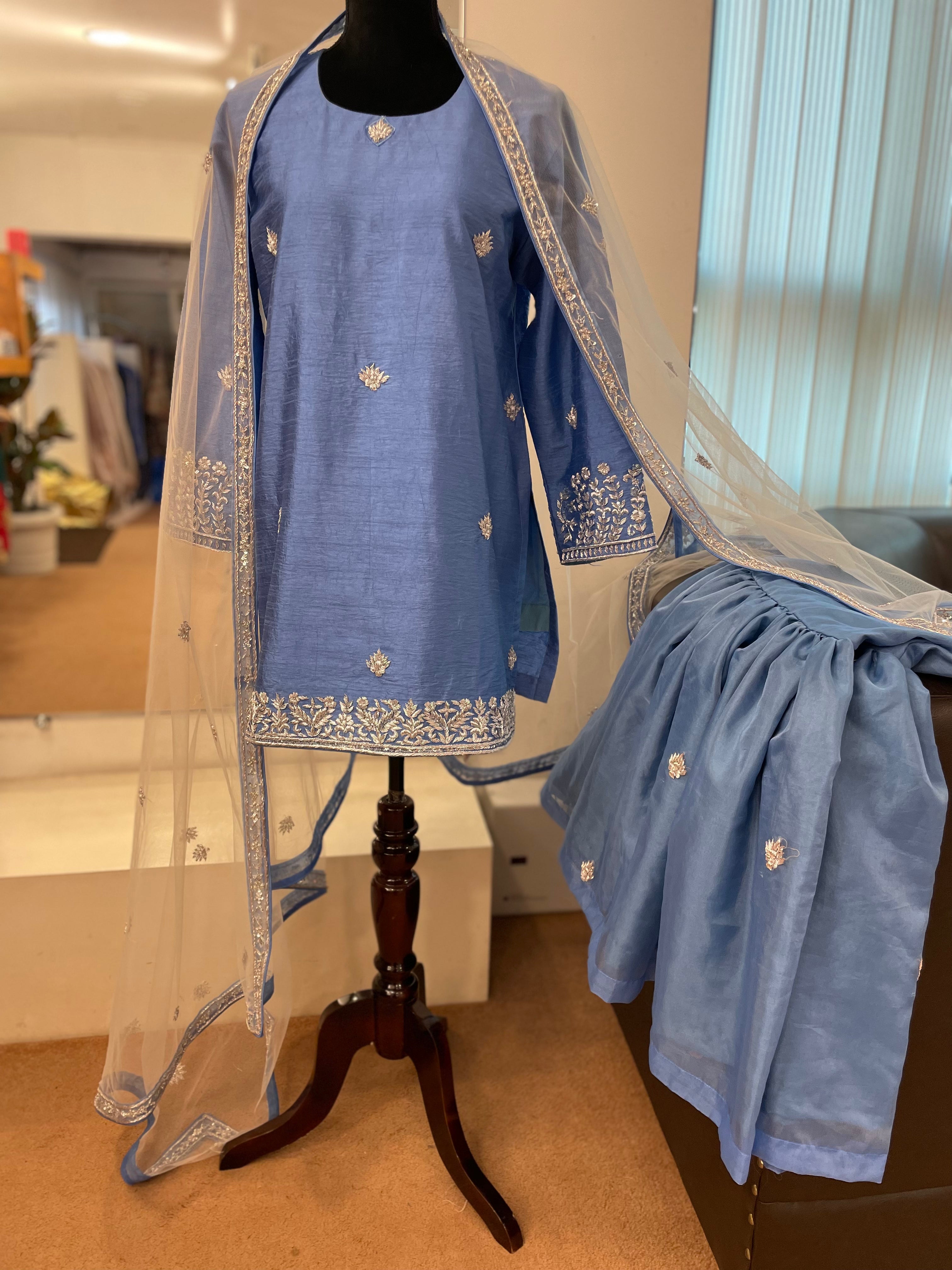 Embroidered gharara dress