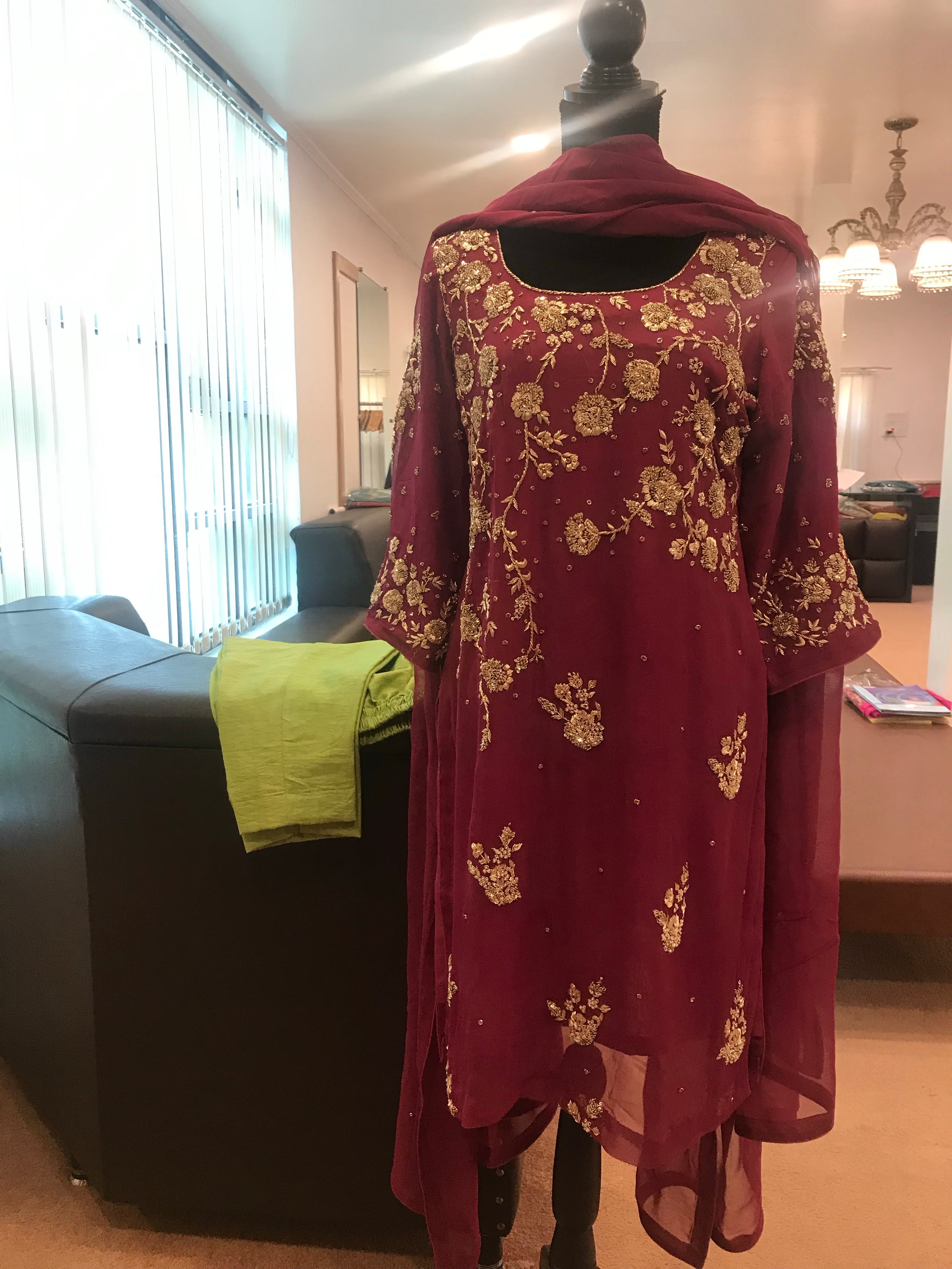 Handembroidered 3pc dress stitched