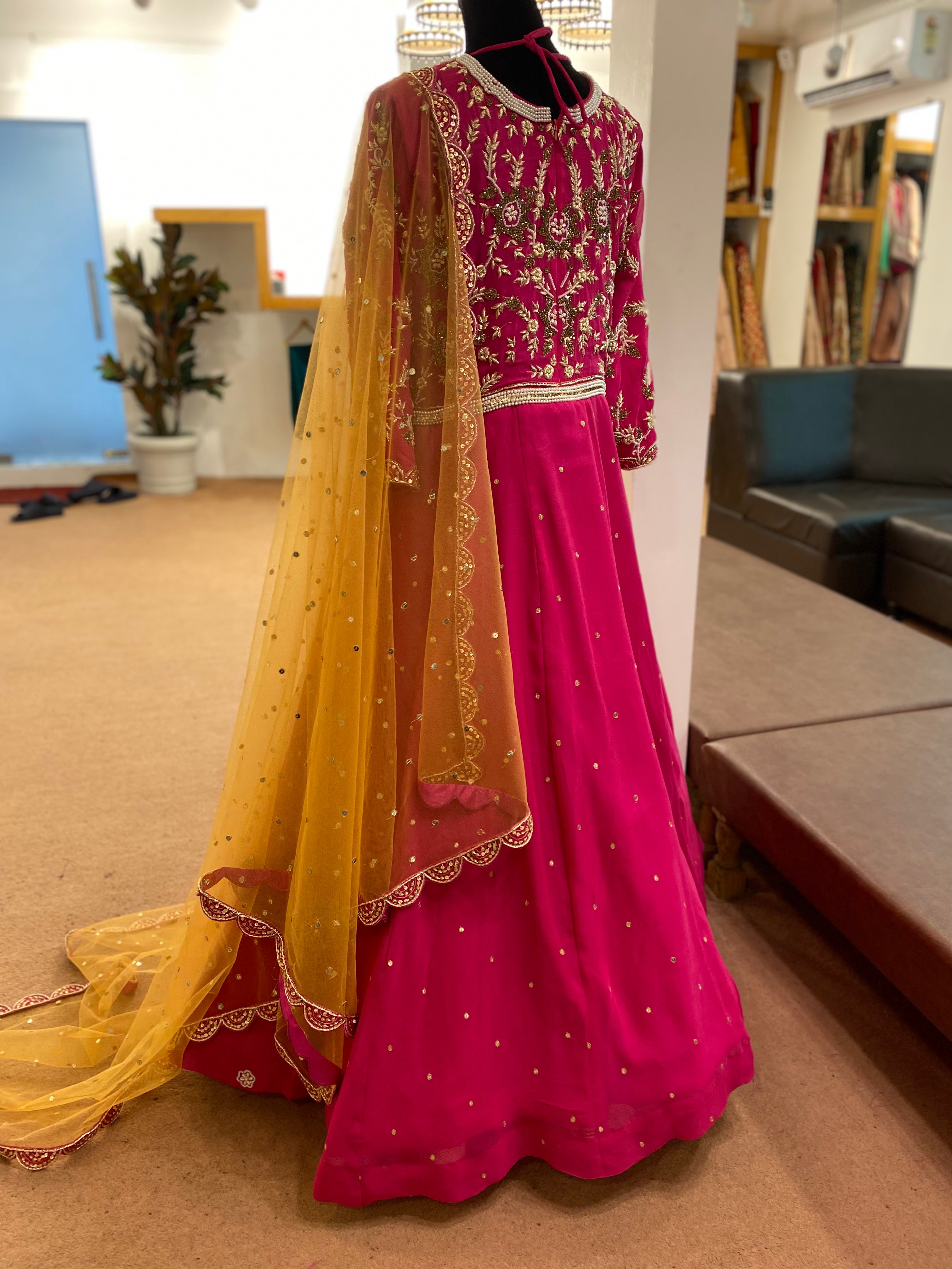 Hand embroidered Georgette gown