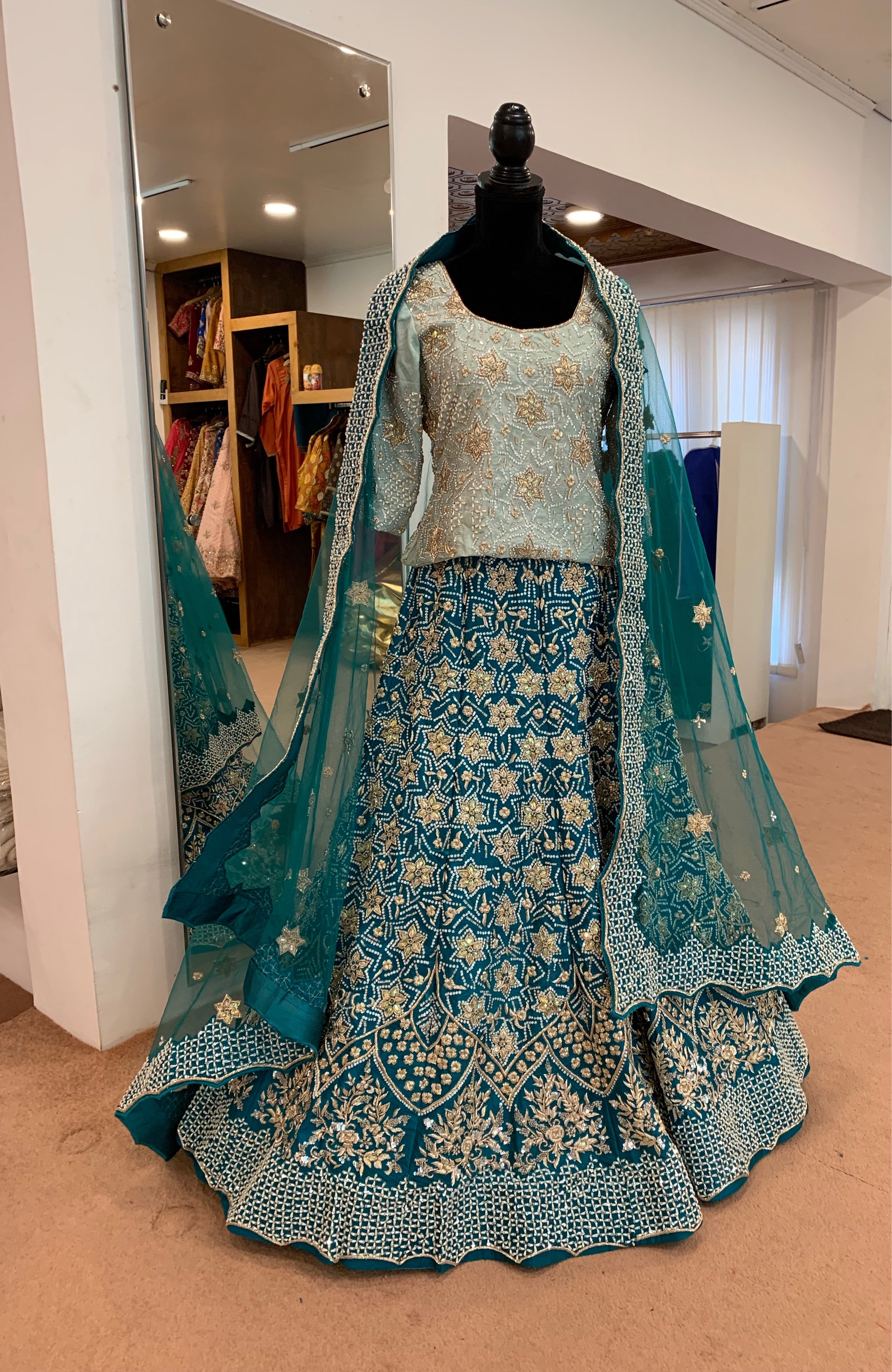 Hand embroidered Bridal Lehanga