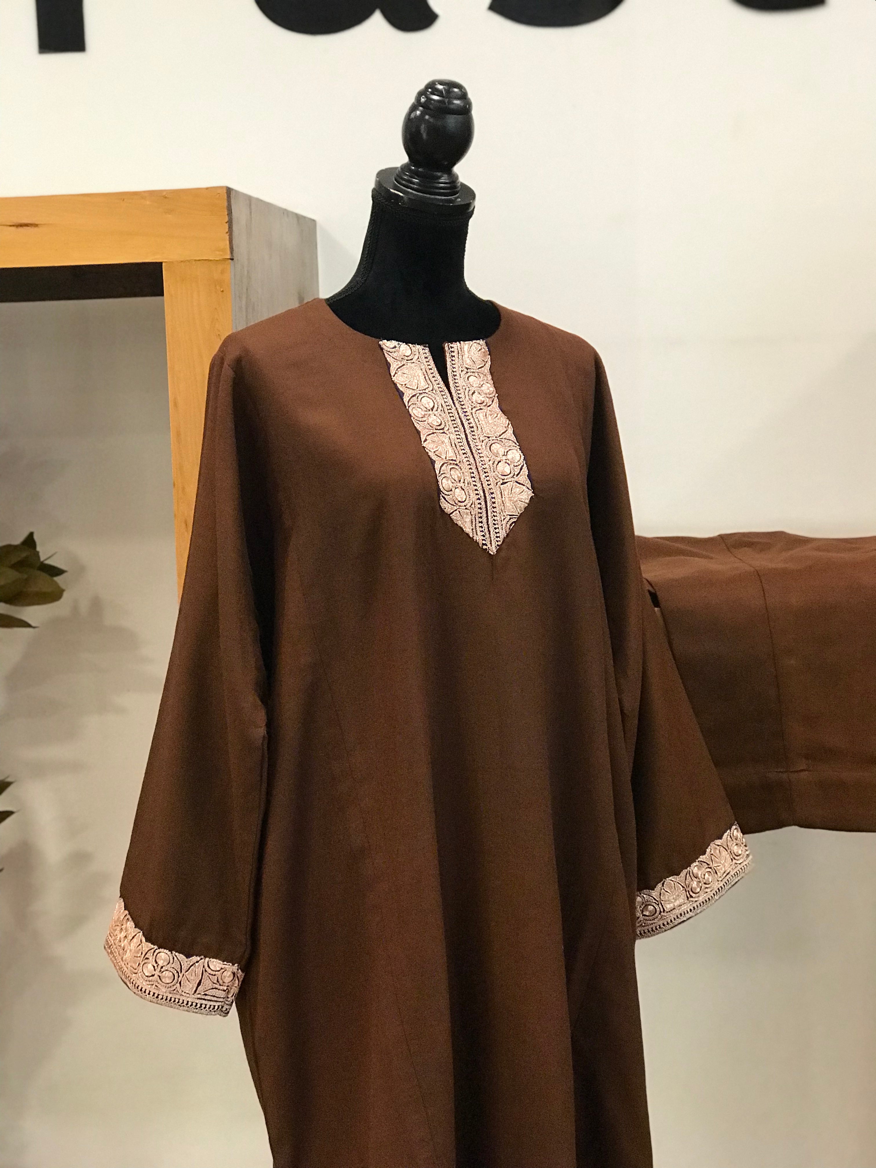 Pure pashmina and pure wool blend Pheran set 2pc With handcrafted tilla PWB140