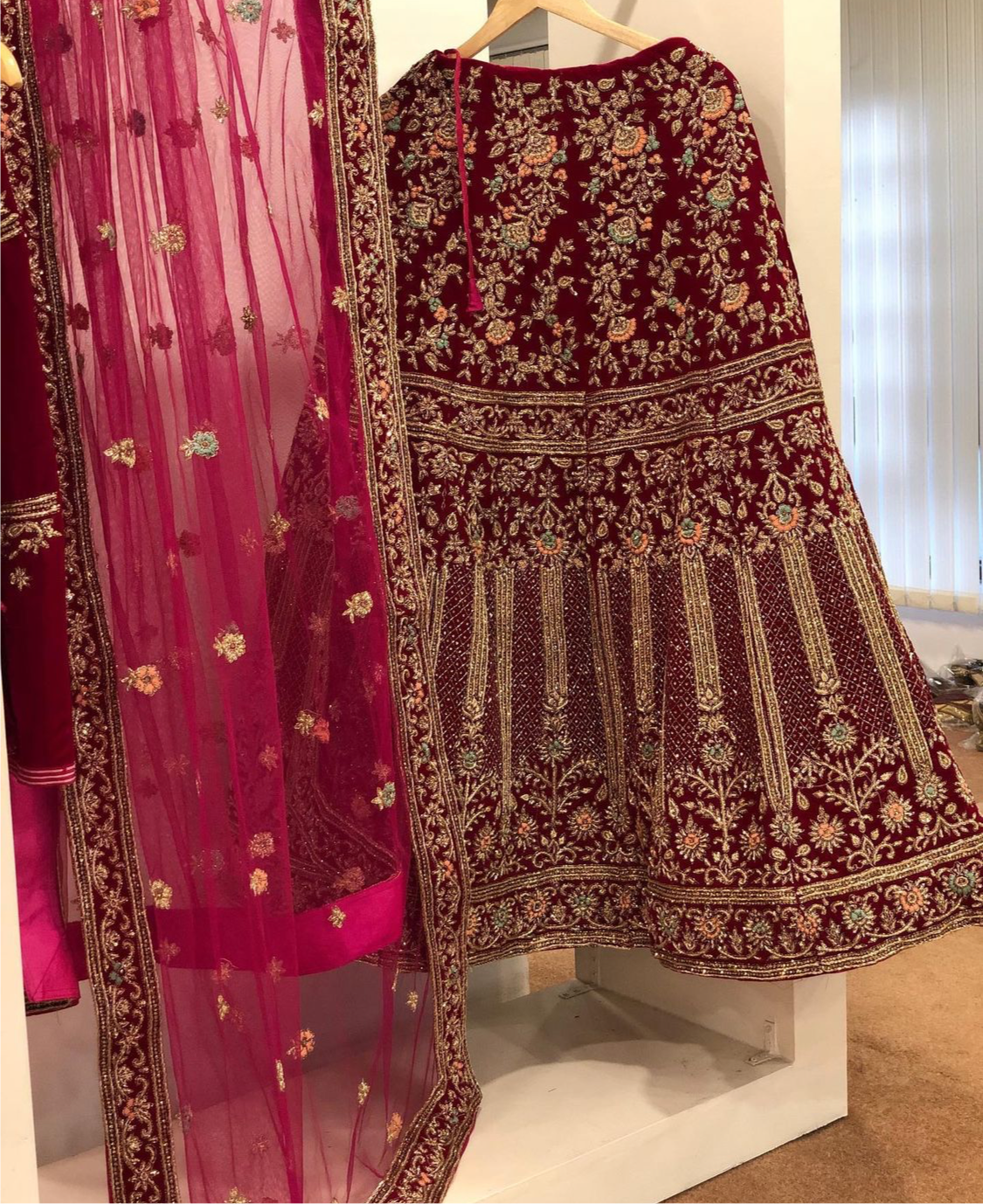 Hand embroidered Bridal Lehanga - Pastau
