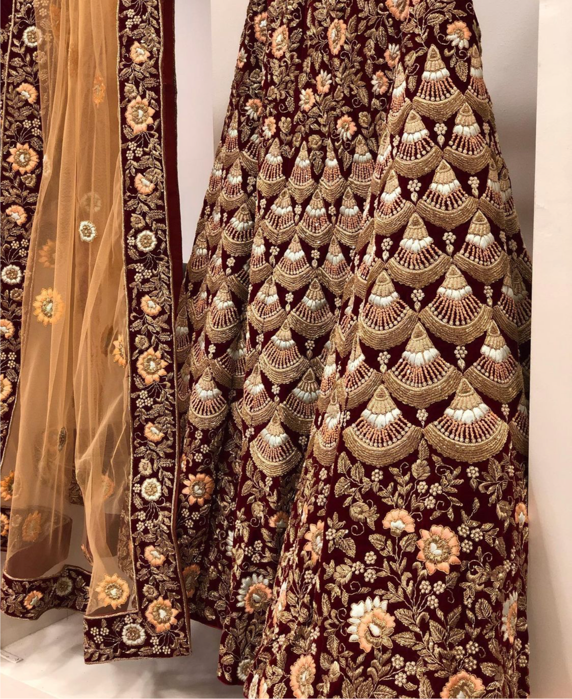 Hand embroidered Bridal Lehanga - Pastau
