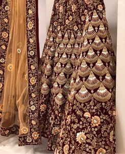 Hand embroidered Bridal Lehanga - Pastau