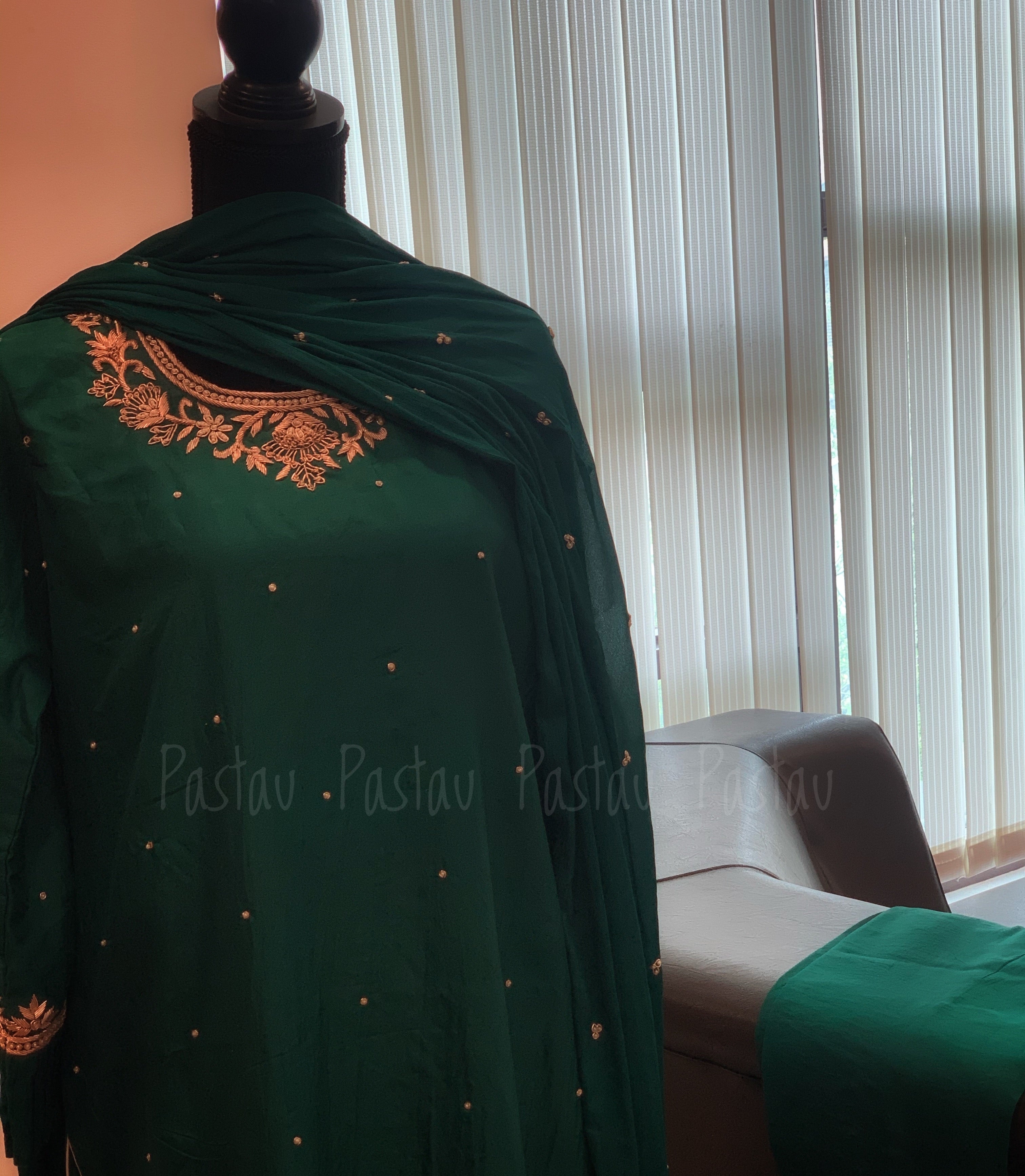 Hand embroidered Pure Silk 3pc unstitched