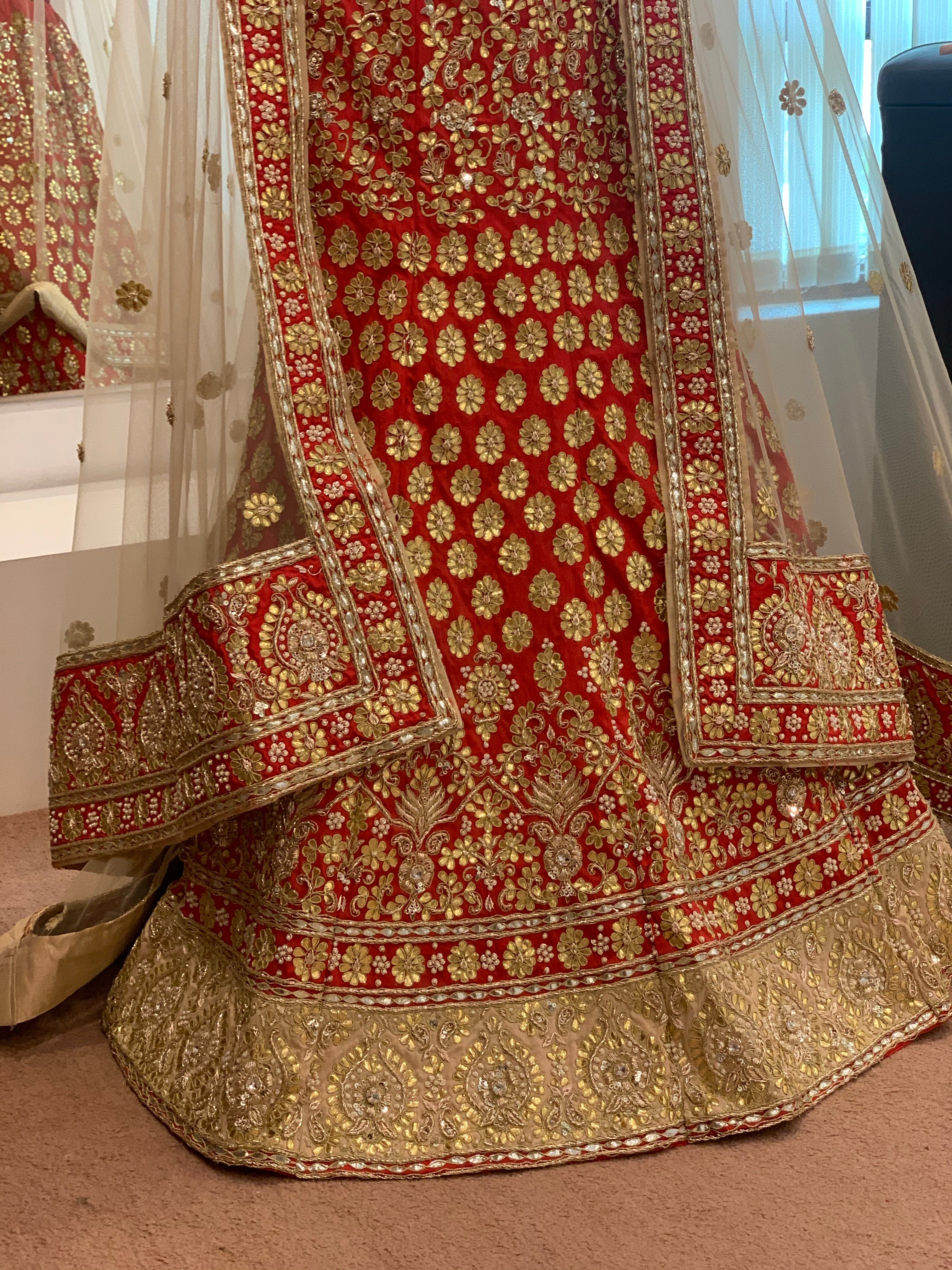 Hand embroidered Bridal Lehanga - Pastau