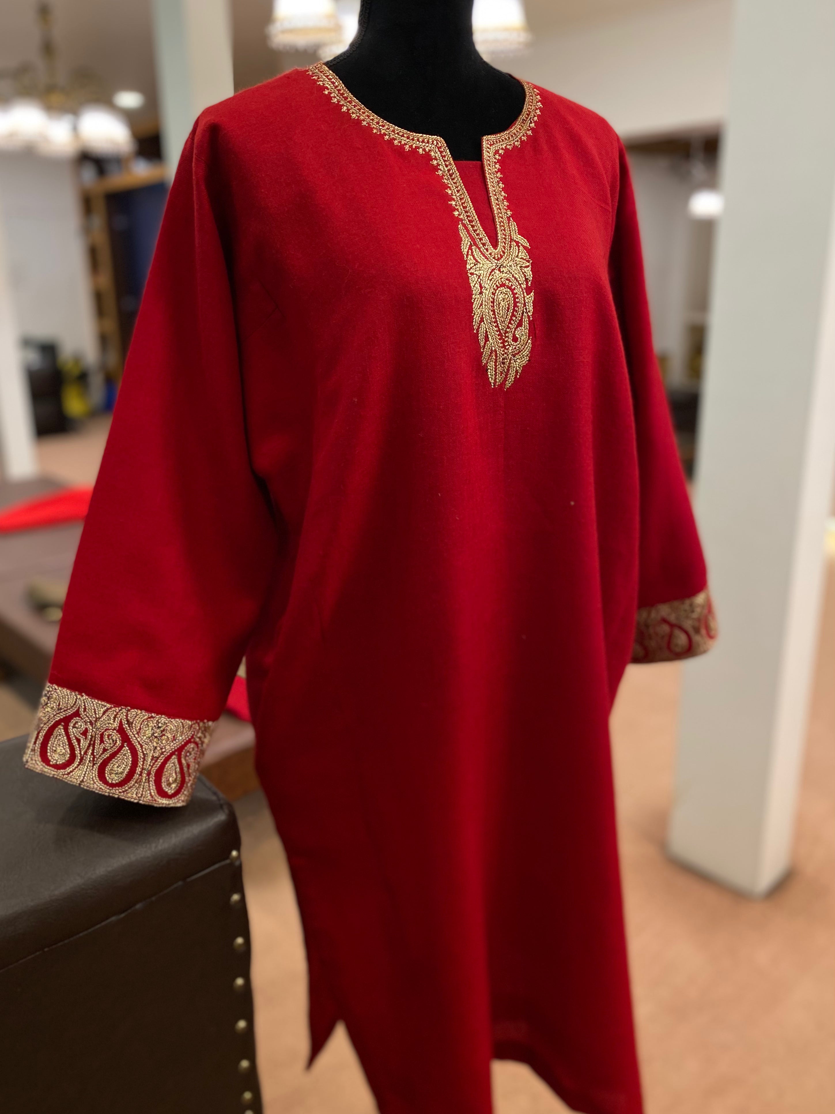 Pure pashmina blend pheran with hand tilla Pwb261