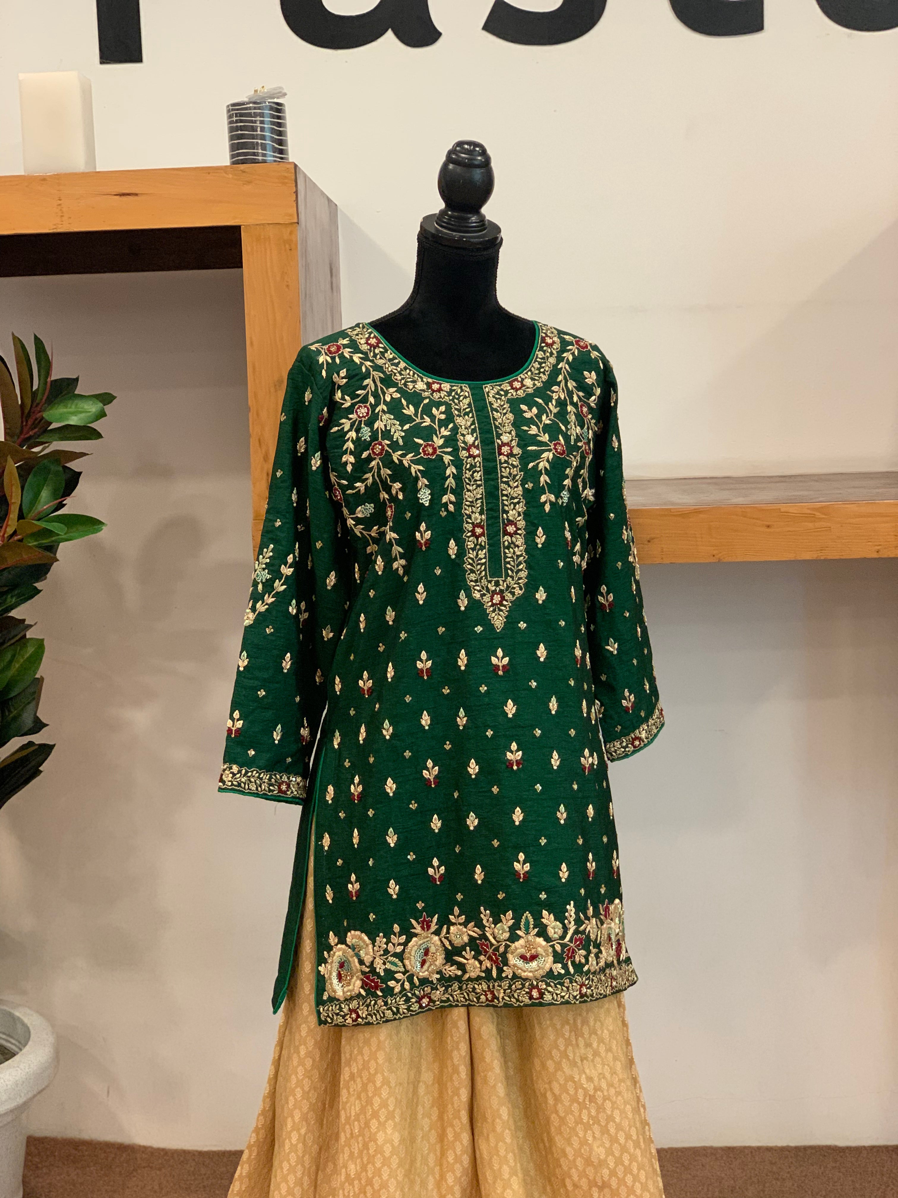 Hand embroidered Sharara dress 2pc stitched