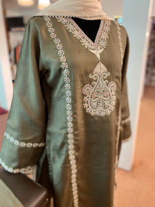 Puresilk tilla kurta set 3pc