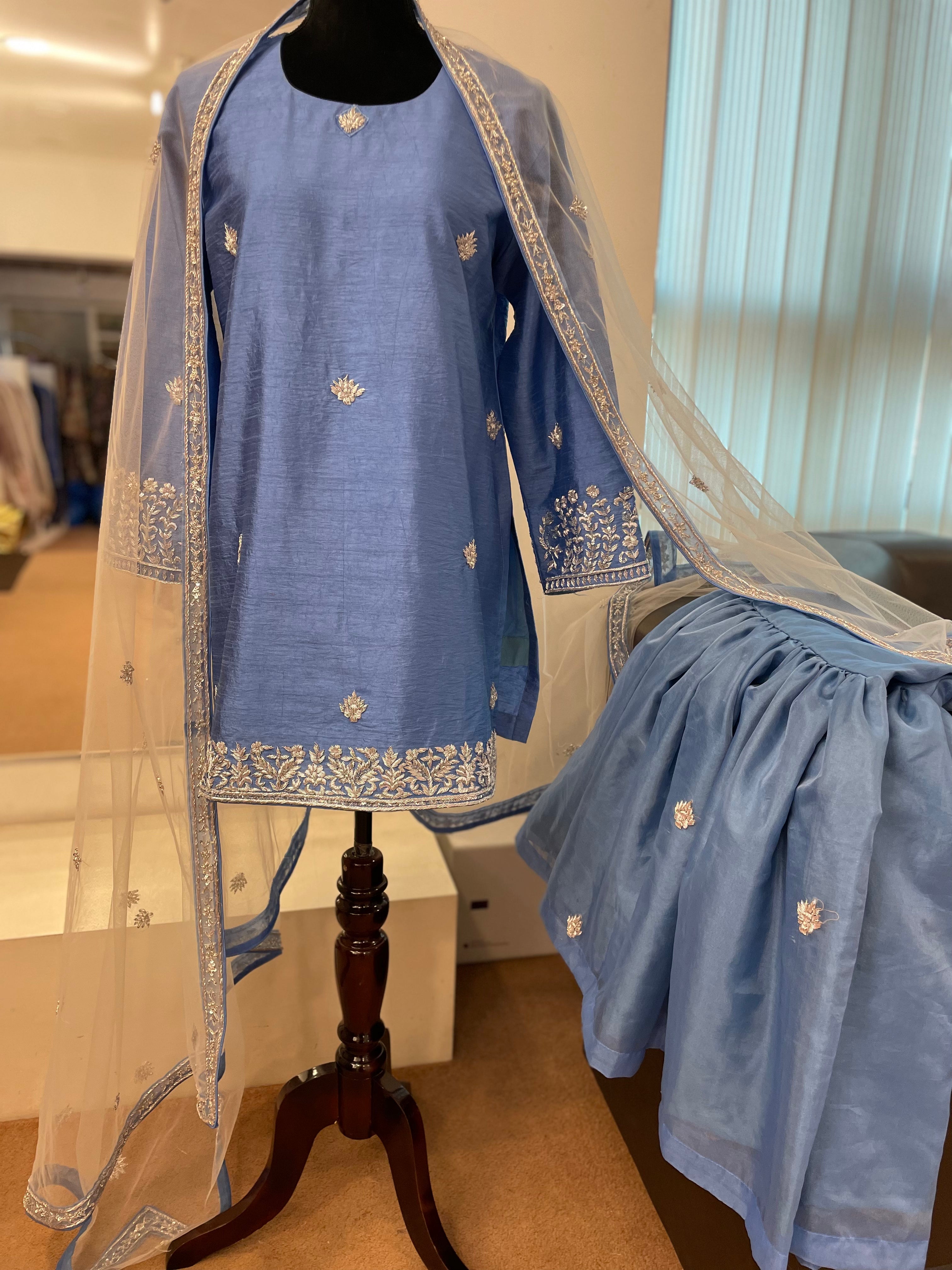 Embroidered gharara dress