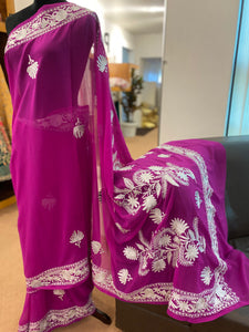 Kashmiri embroidered Georgette saree SR003