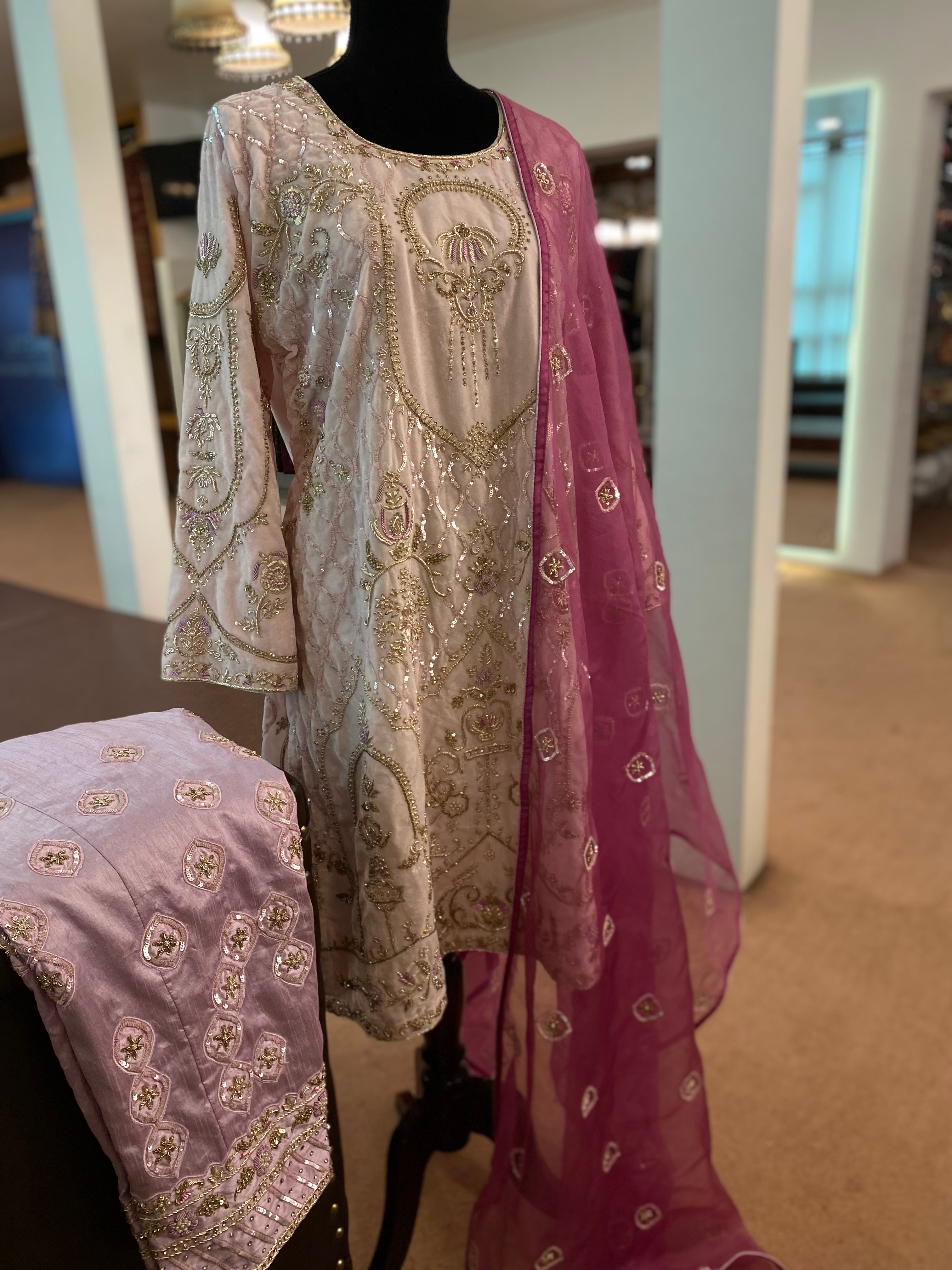 Hand embroidered dress 3pc stitched