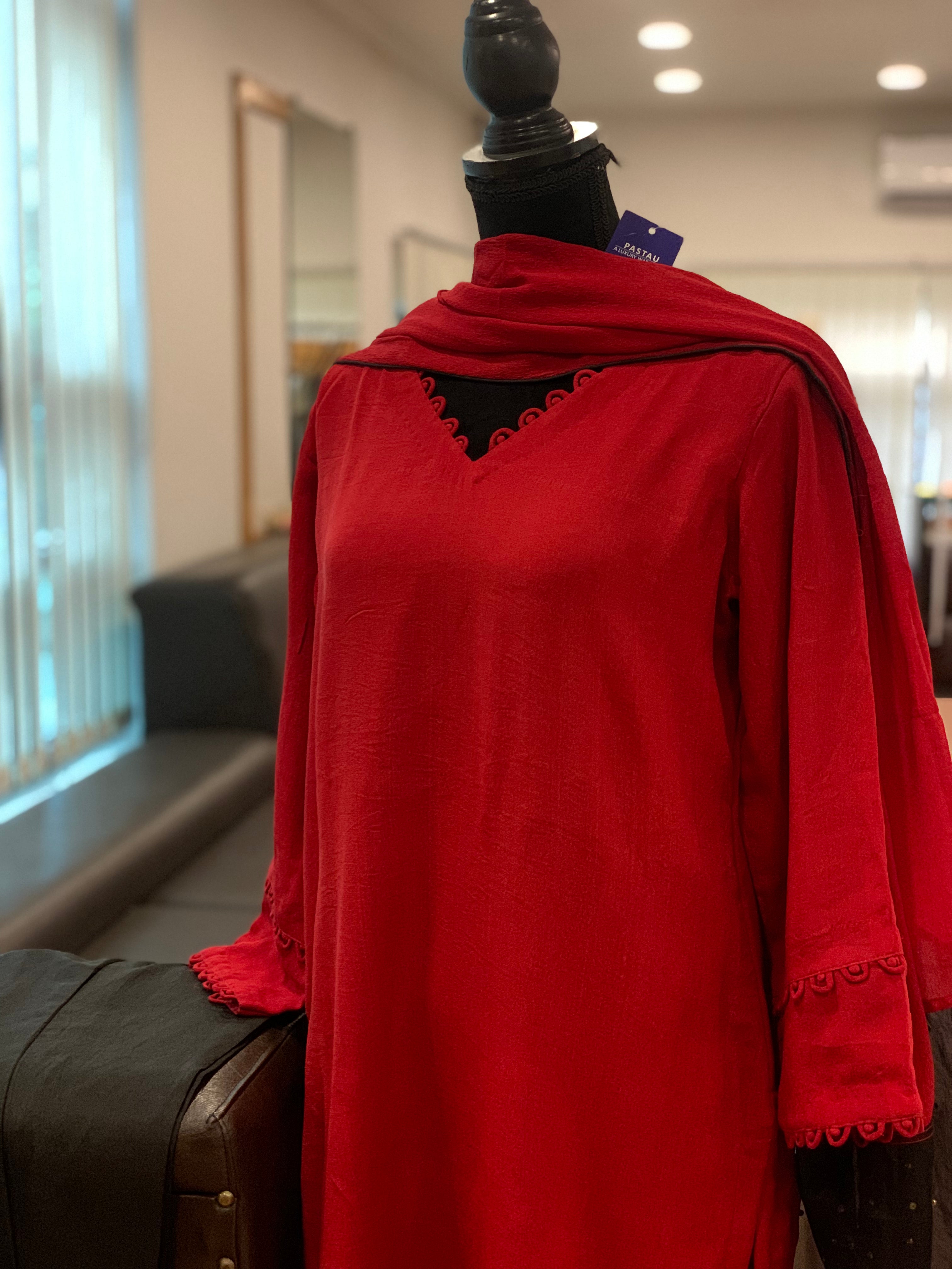 chinon kurti paired with silk pant set