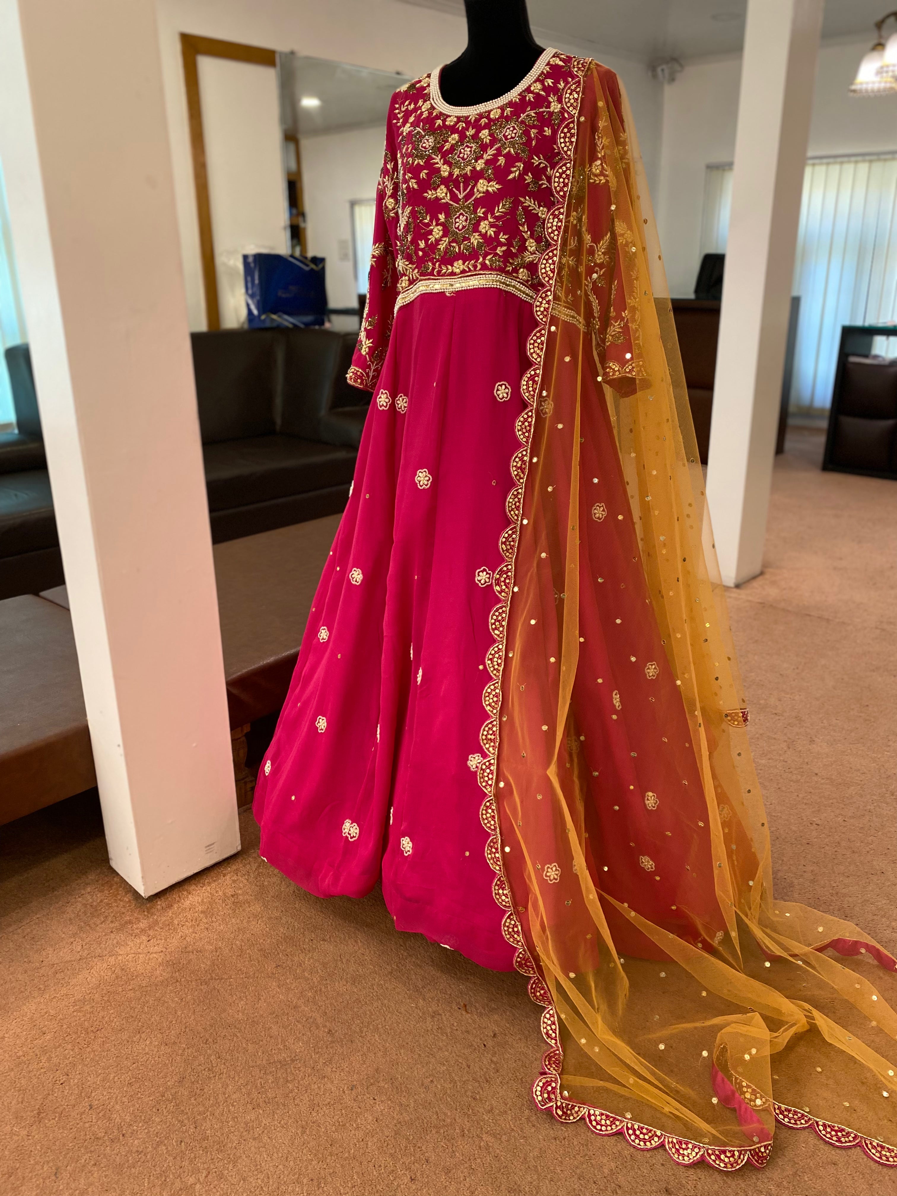 Hand embroidered Georgette gown