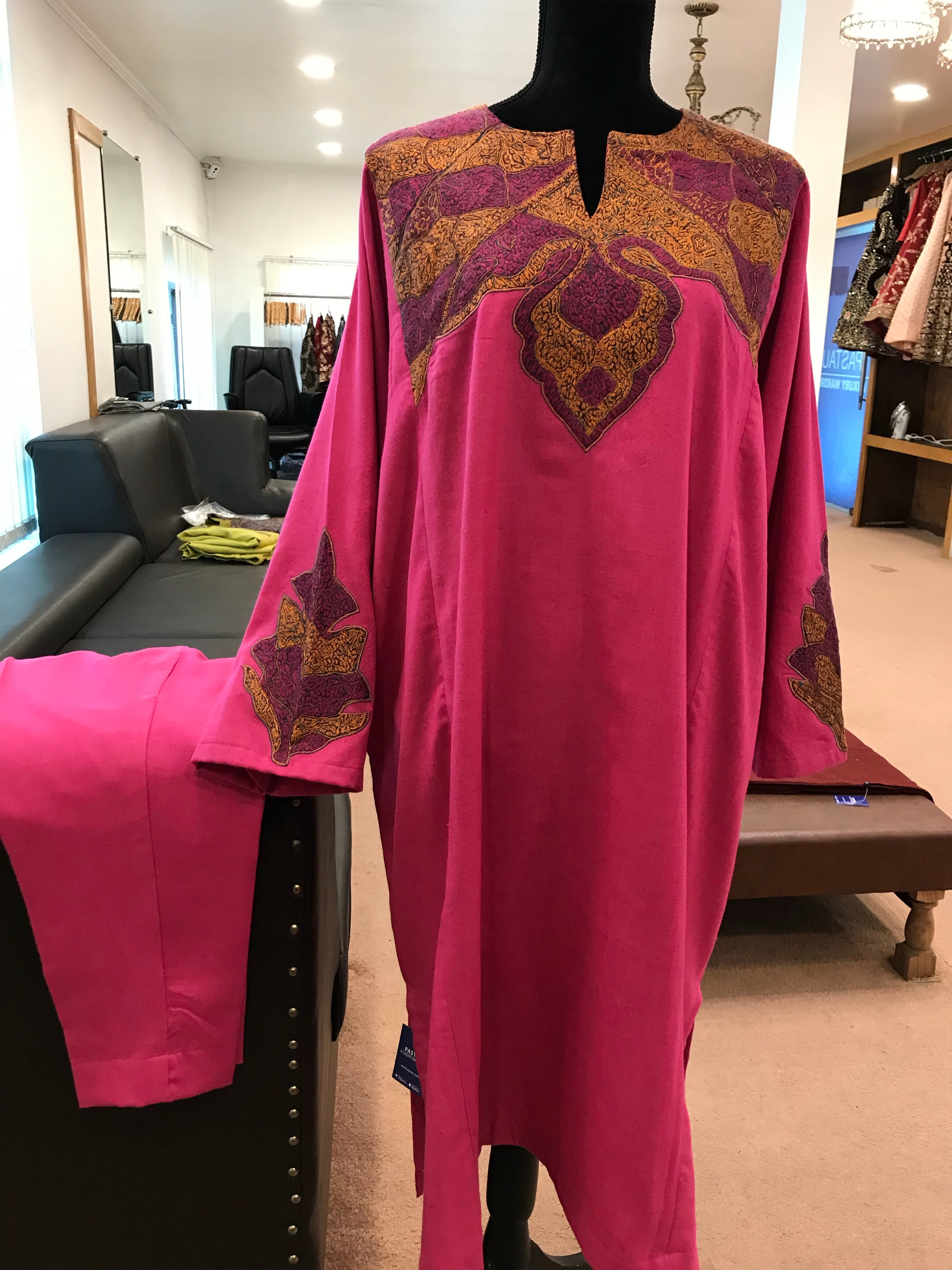 Purepashmina with purewool blend 2 piece pheran and trouser-PWB037