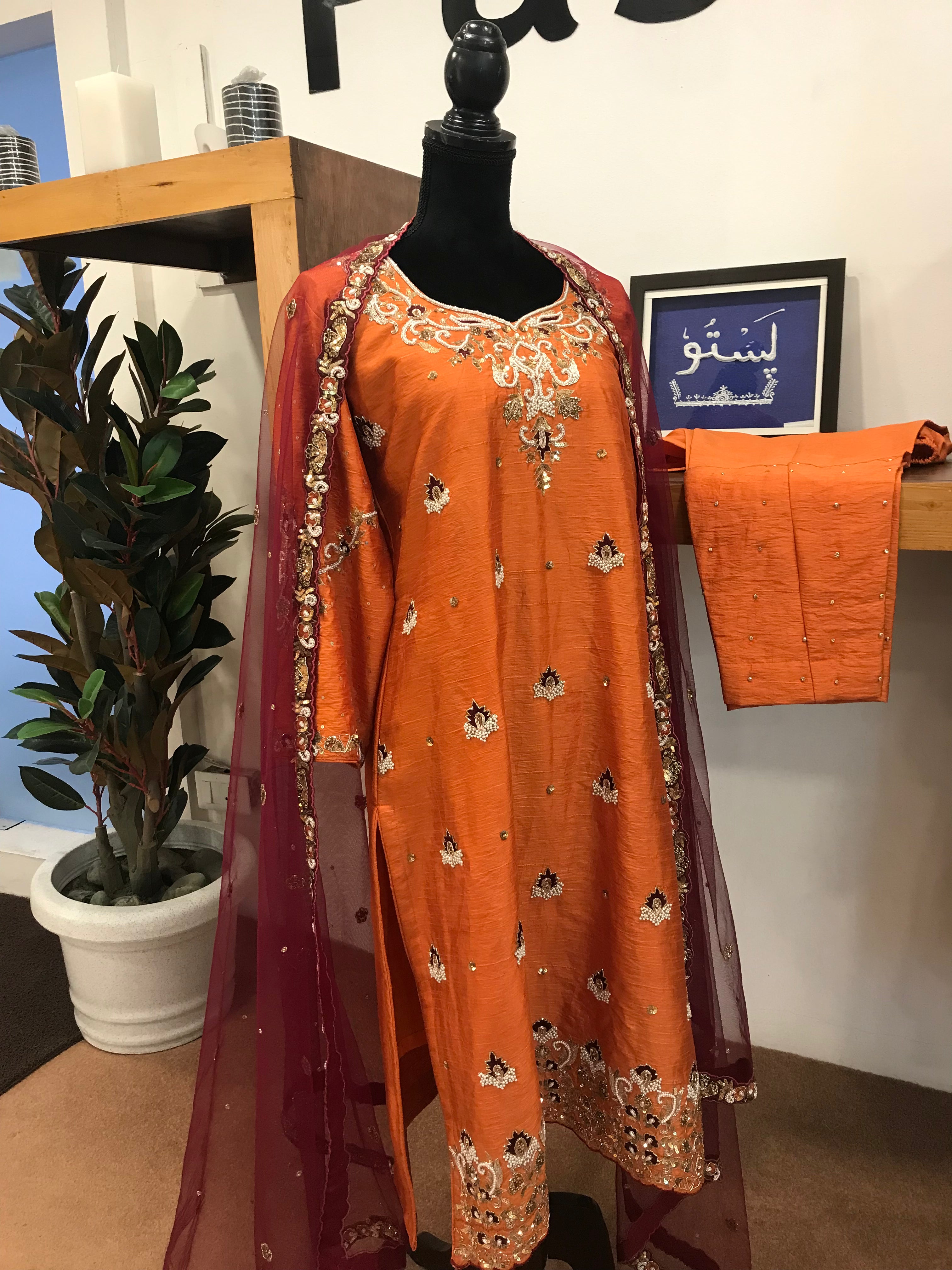 Hand embroidered Dress 3pc stitched