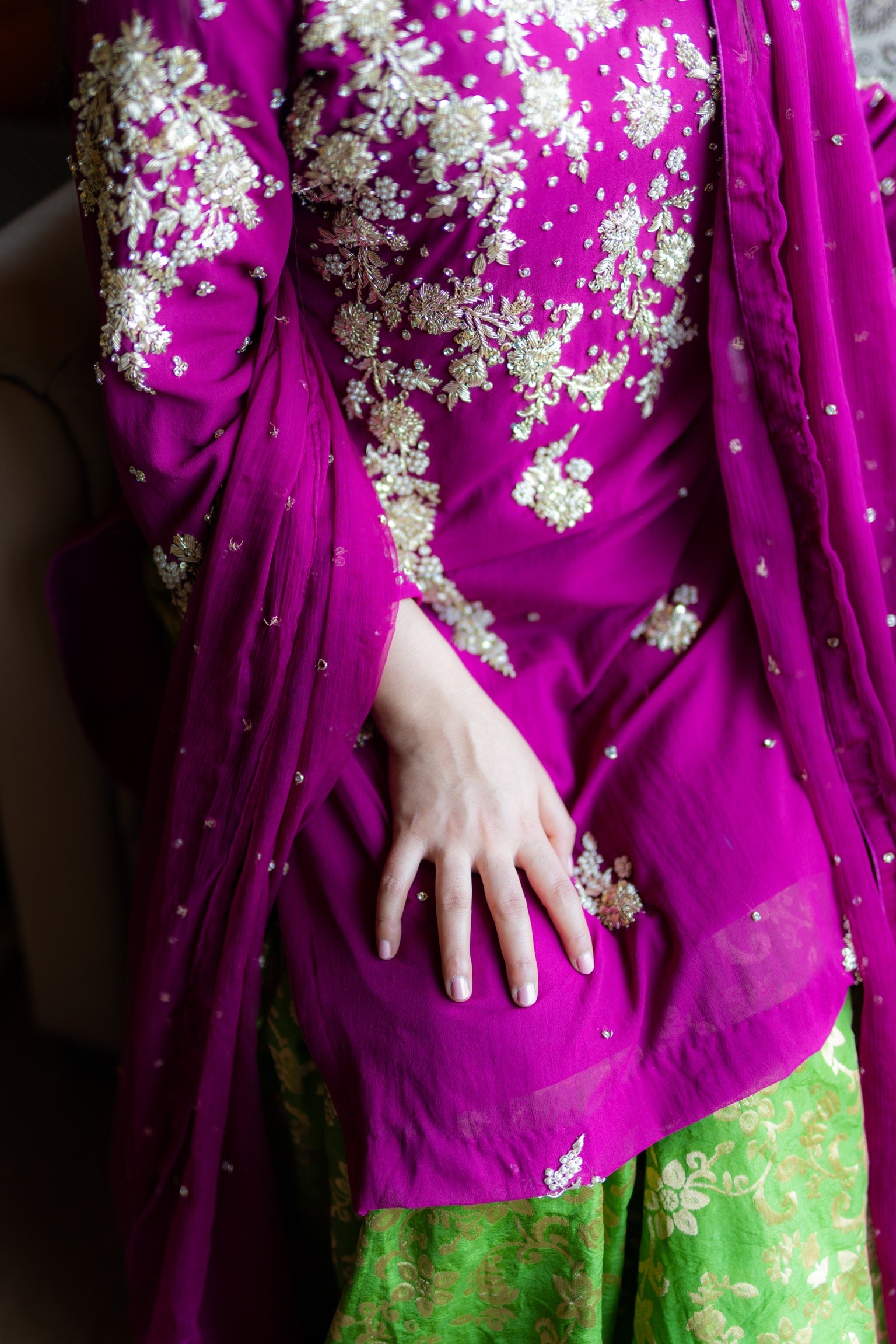 Hand embroidered 3pc Gharara dress stitched