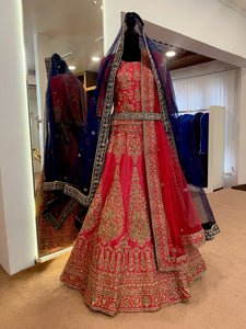 Hand embroidered Bridal lehanga with double Duppata