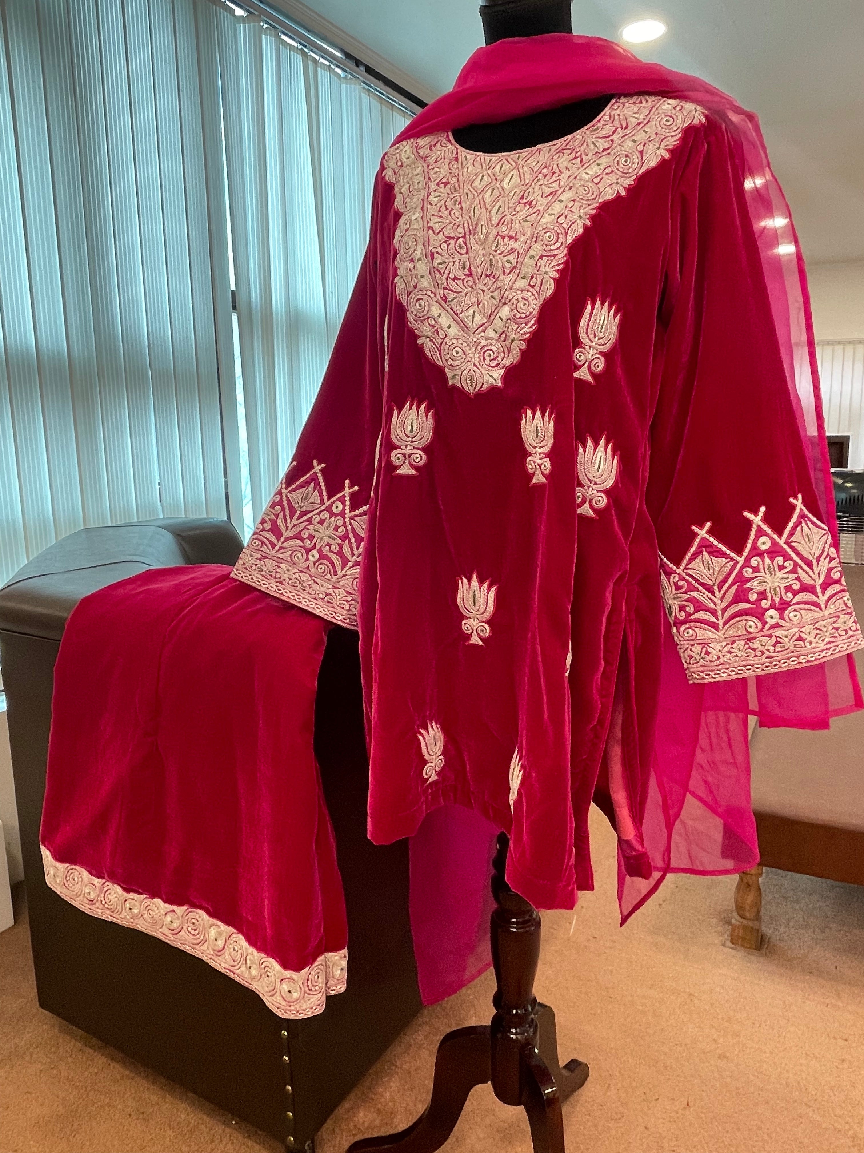 Velvet 3 piece sharara set