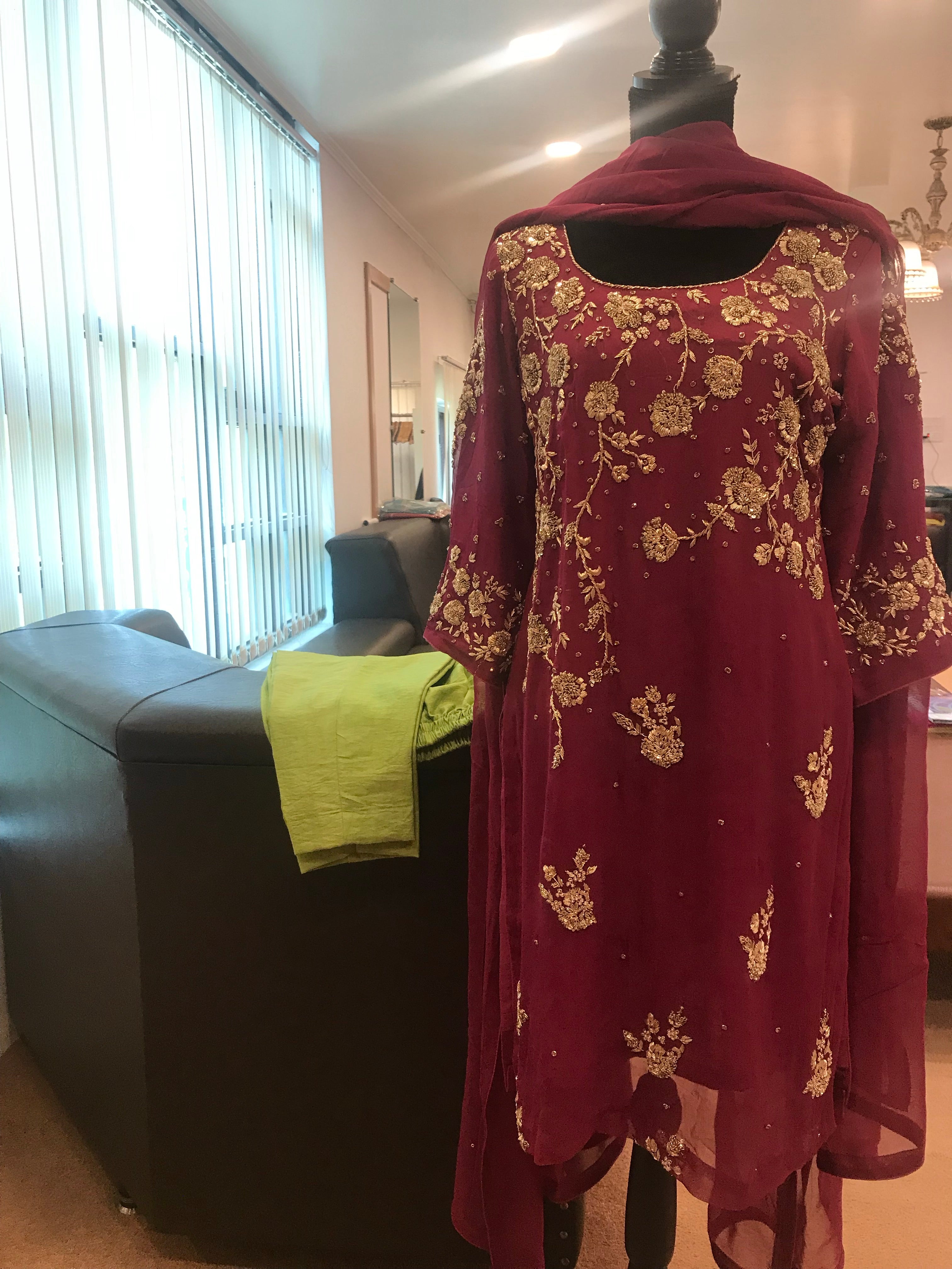 Handembroidered 3pc dress stitched