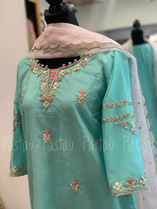 Hand embroidered kurti and duppata