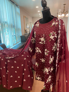 Handembroidered Sharara Dress 3pc stitched