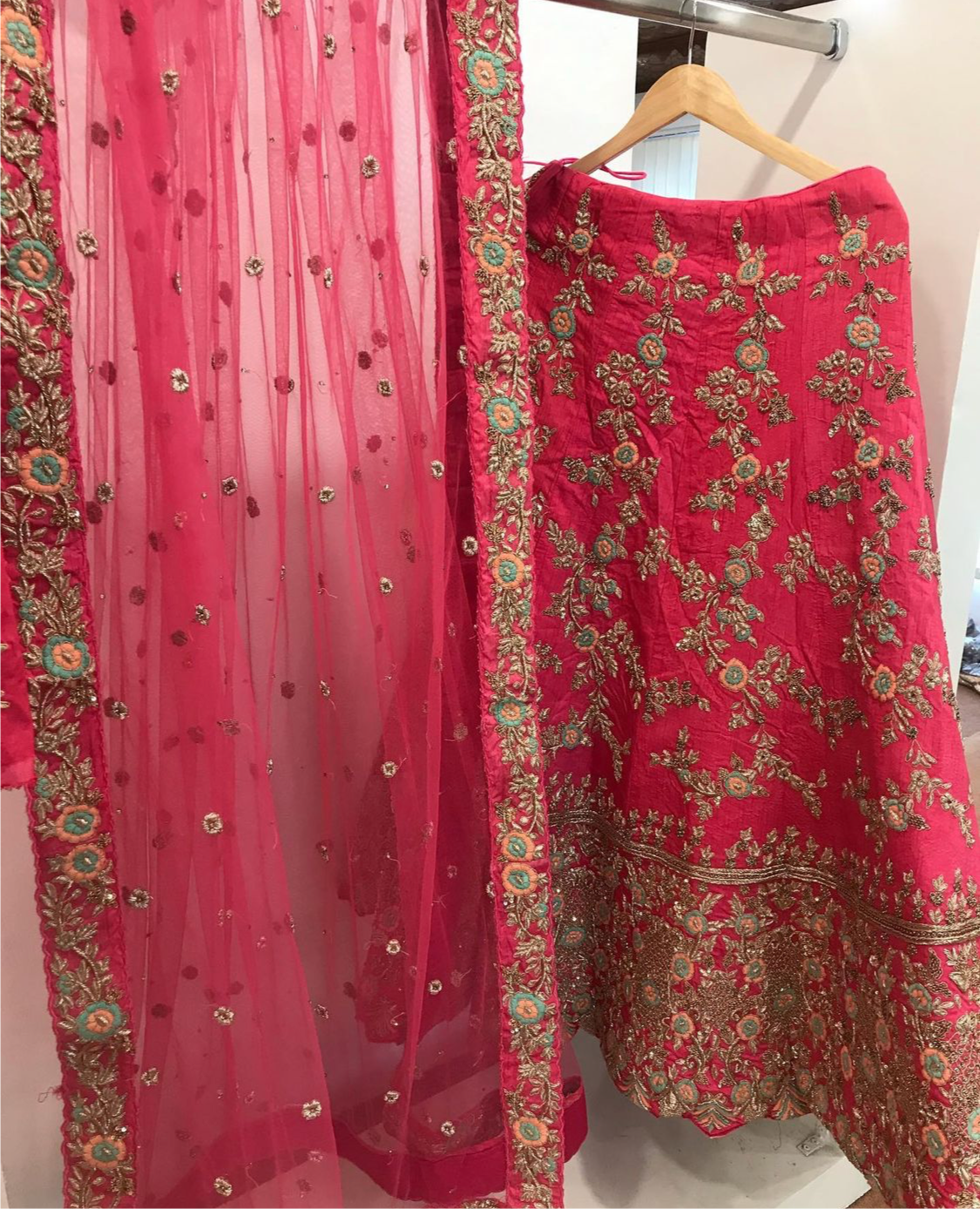 Hand embroidered Bridal Lehanga - Pastau