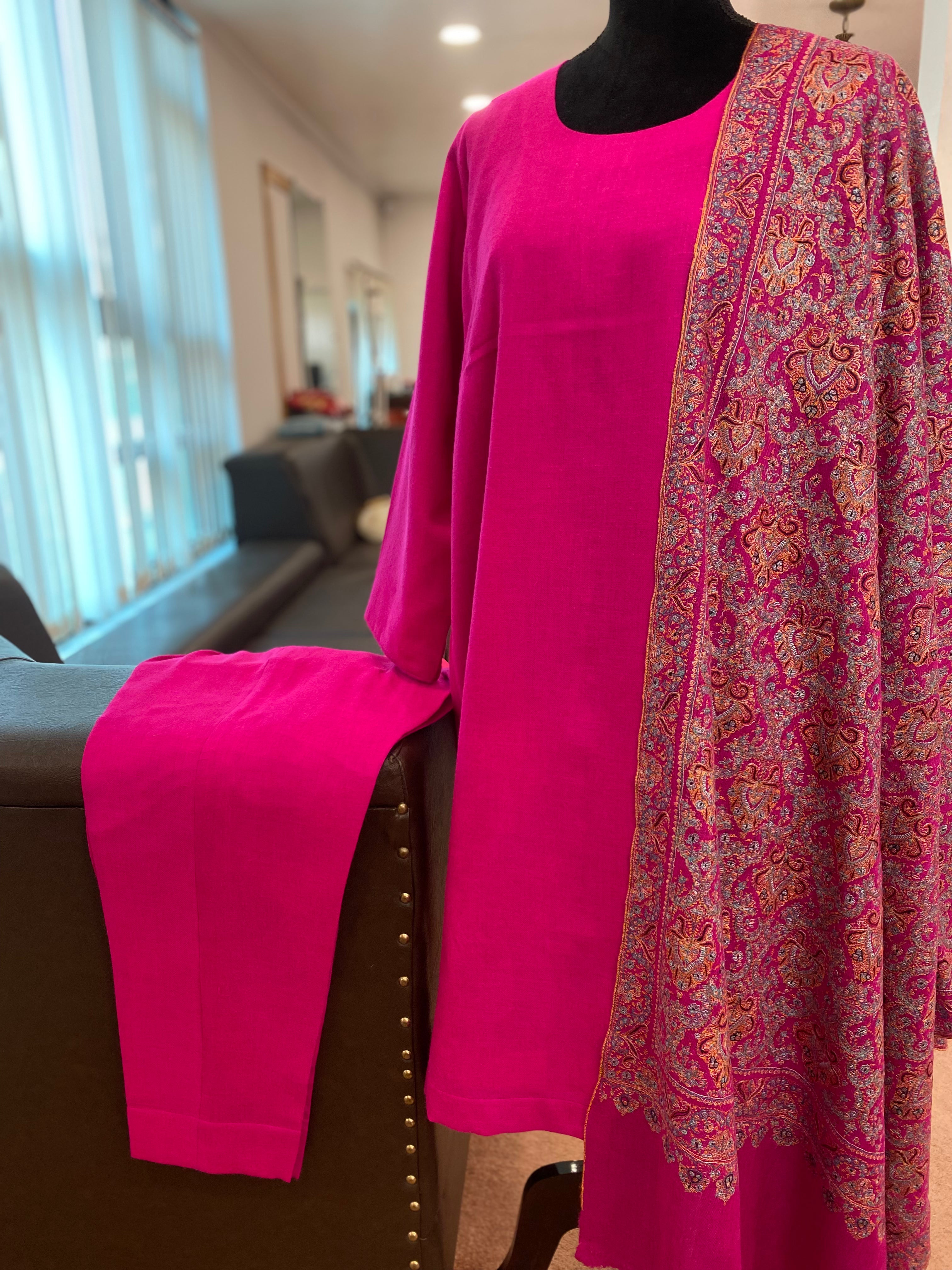 Pure pashmina blend kurta set 2pc ( shawl seperate)