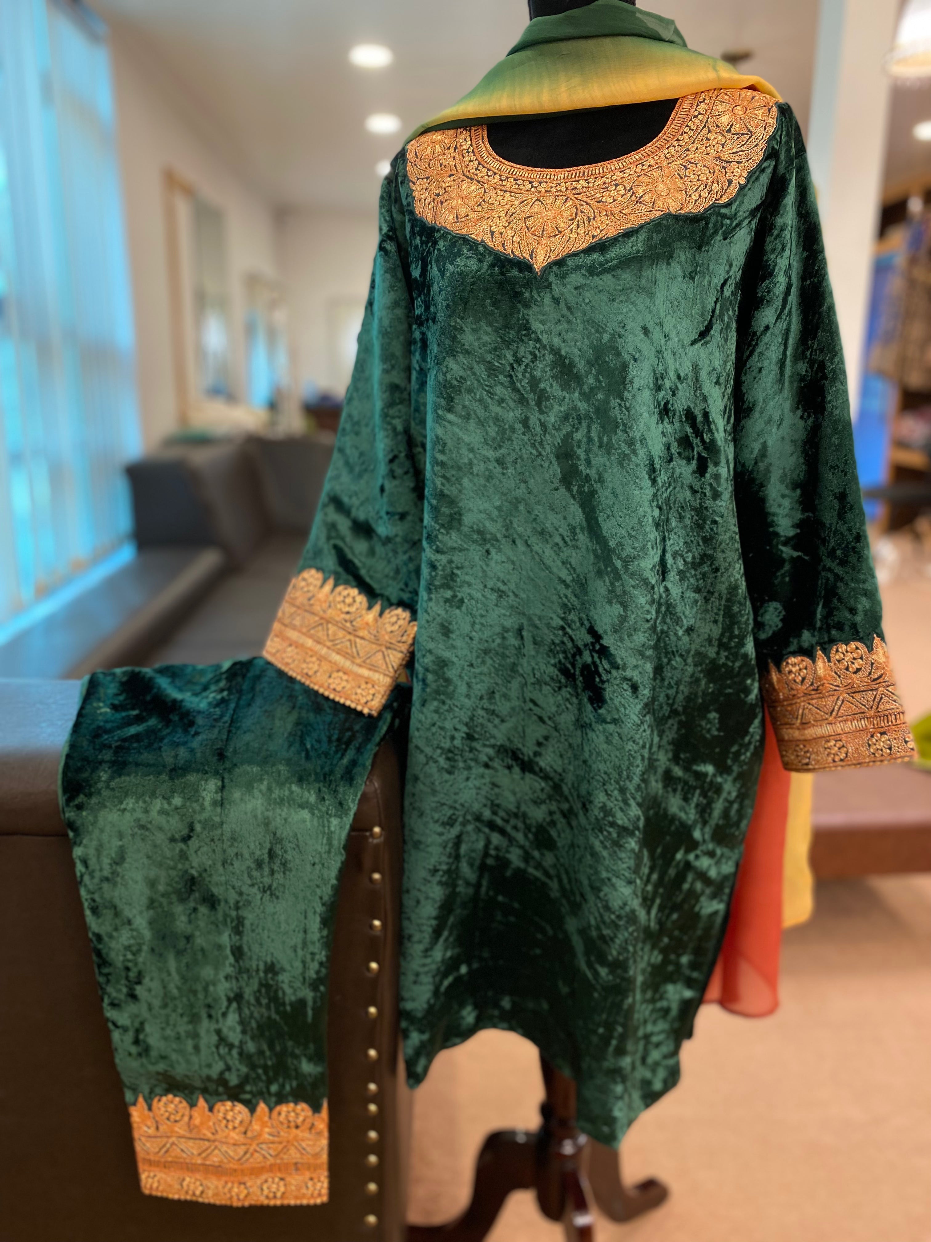 Tilla pheran set 3pc with multicoloured duppata