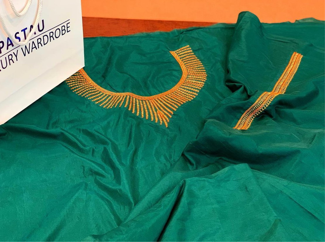 Hand Tilla 2pc pure silk suit unstitched