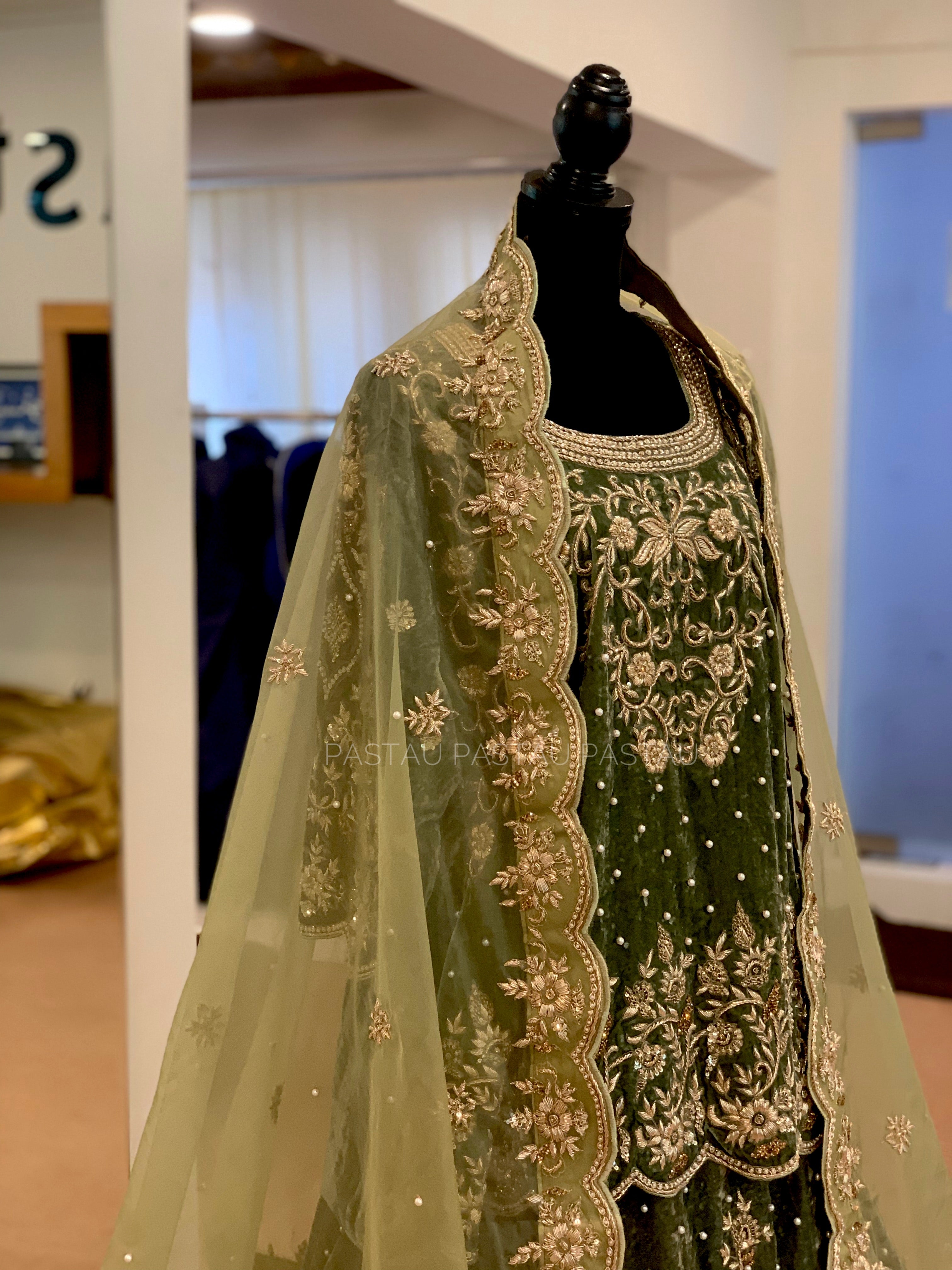 Handembroidered Bridal ensemble