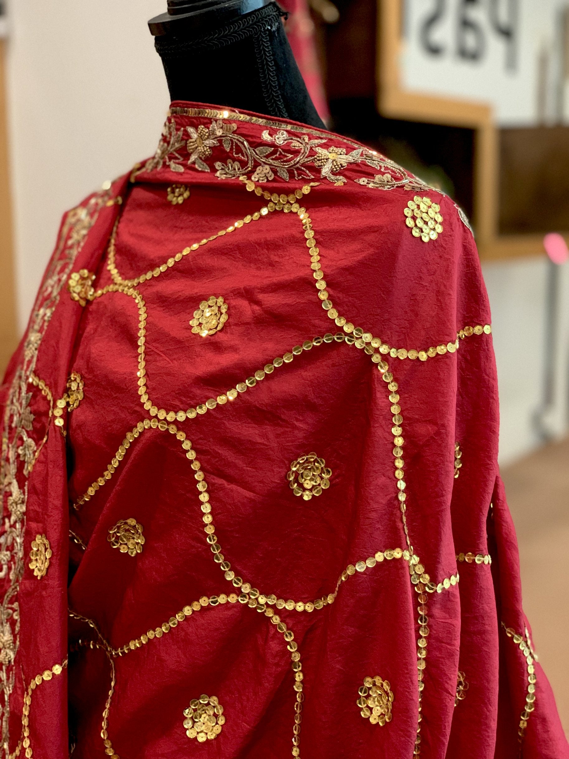 Hand Embroidered pure silk Dress Stitched