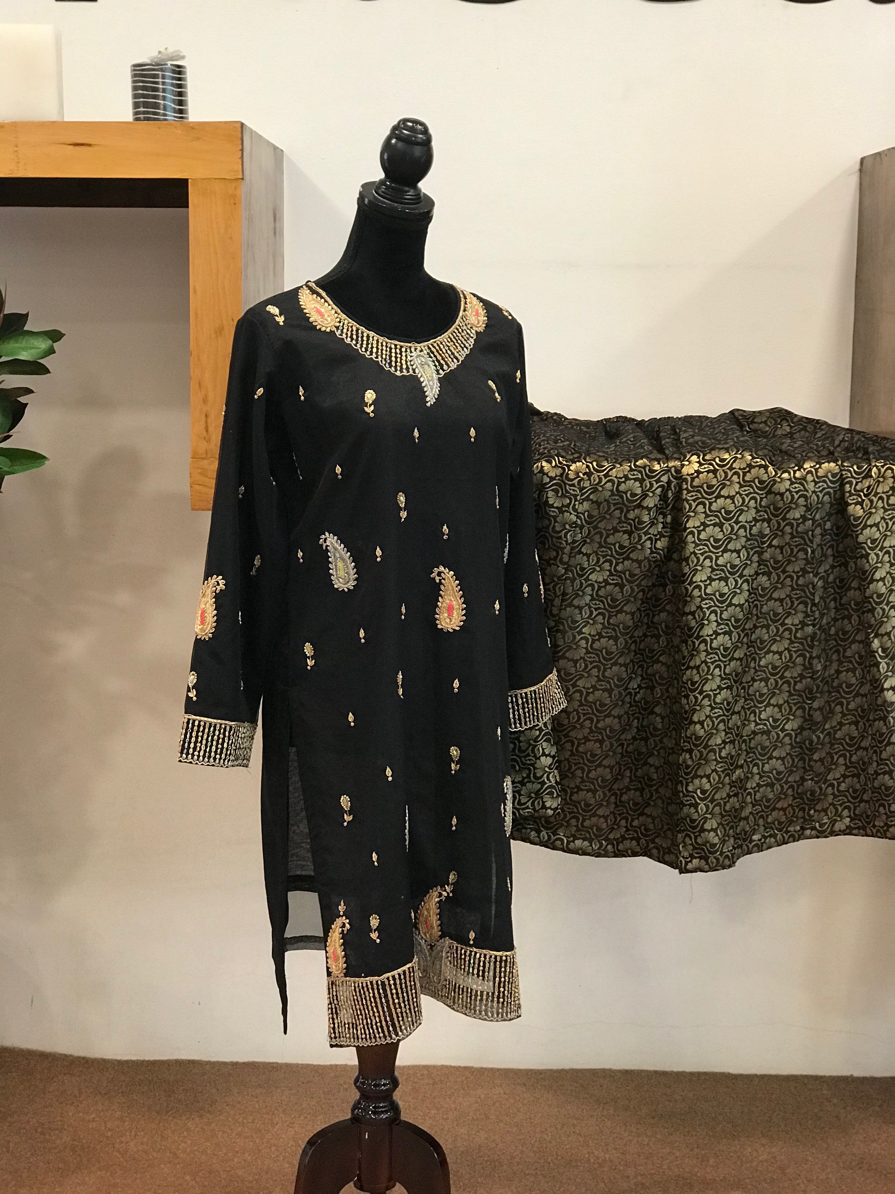 Hand embroidered sharara dress 2pc stitched