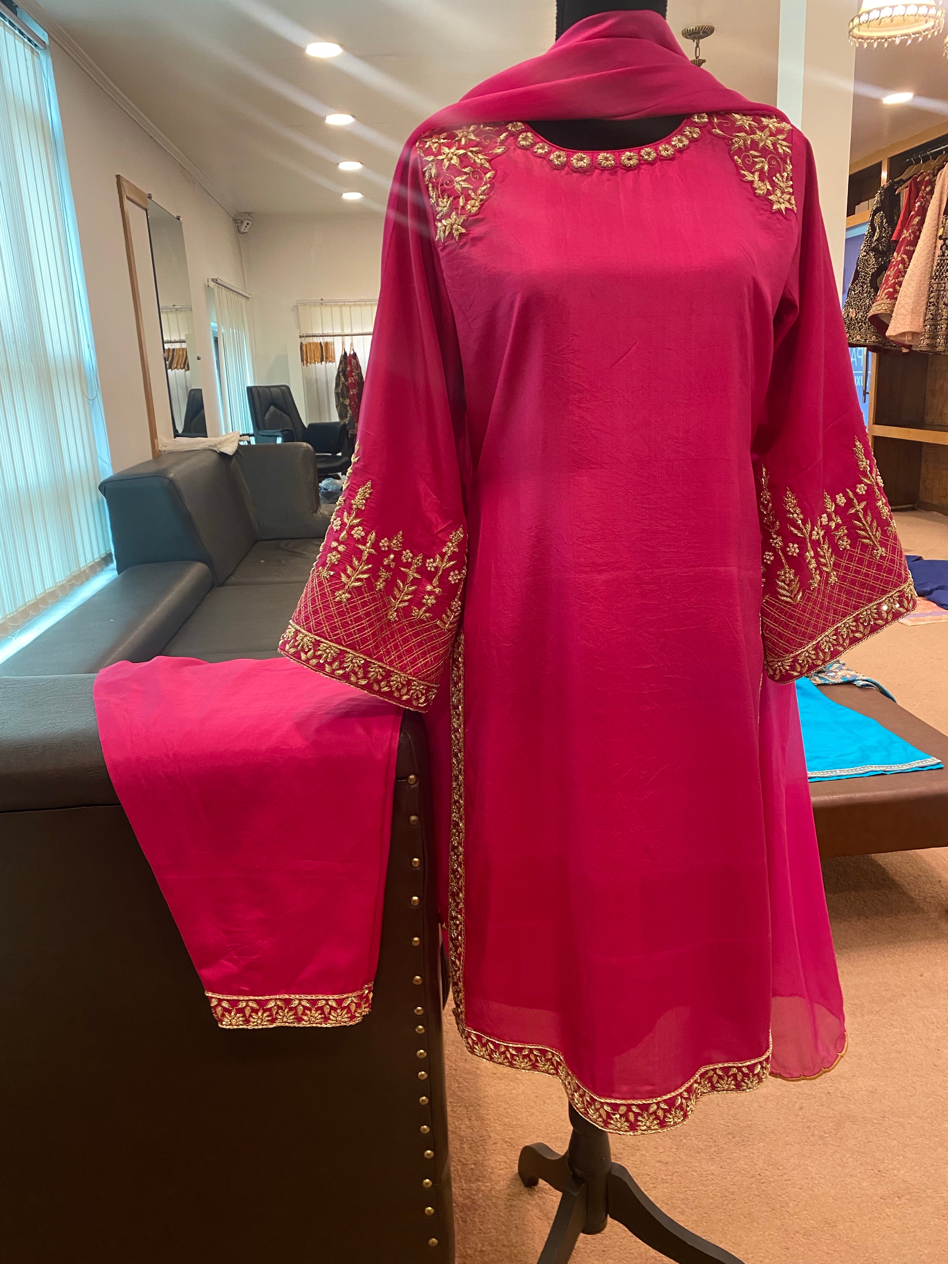 Handembroidered puresilk dress