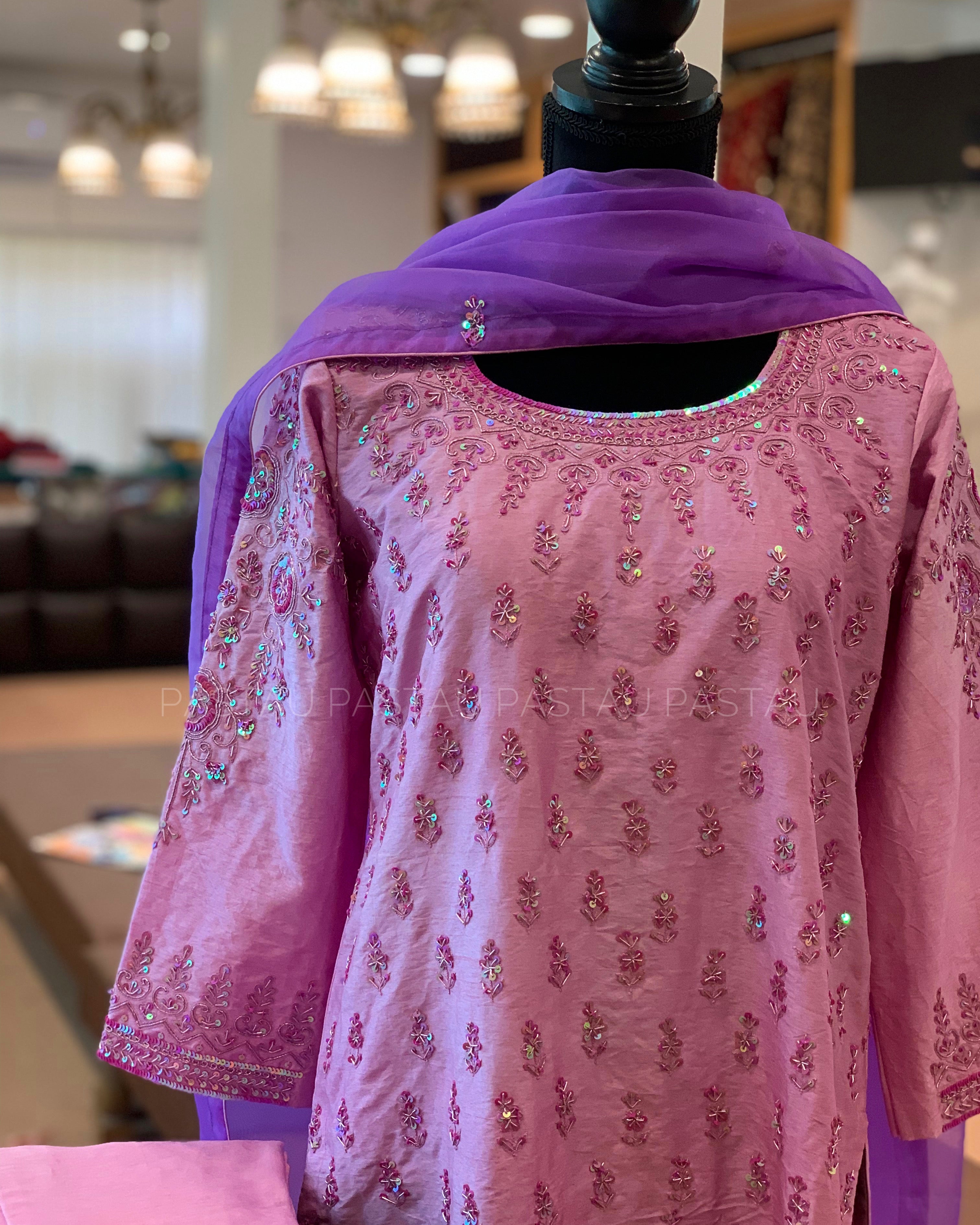 Hand embroidered 3pc suit stitched