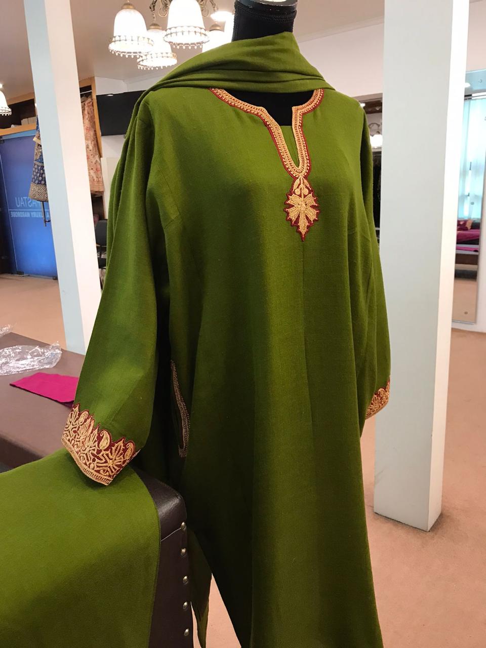 Pure pashmina blend pheran set 3pc with hand Tilla