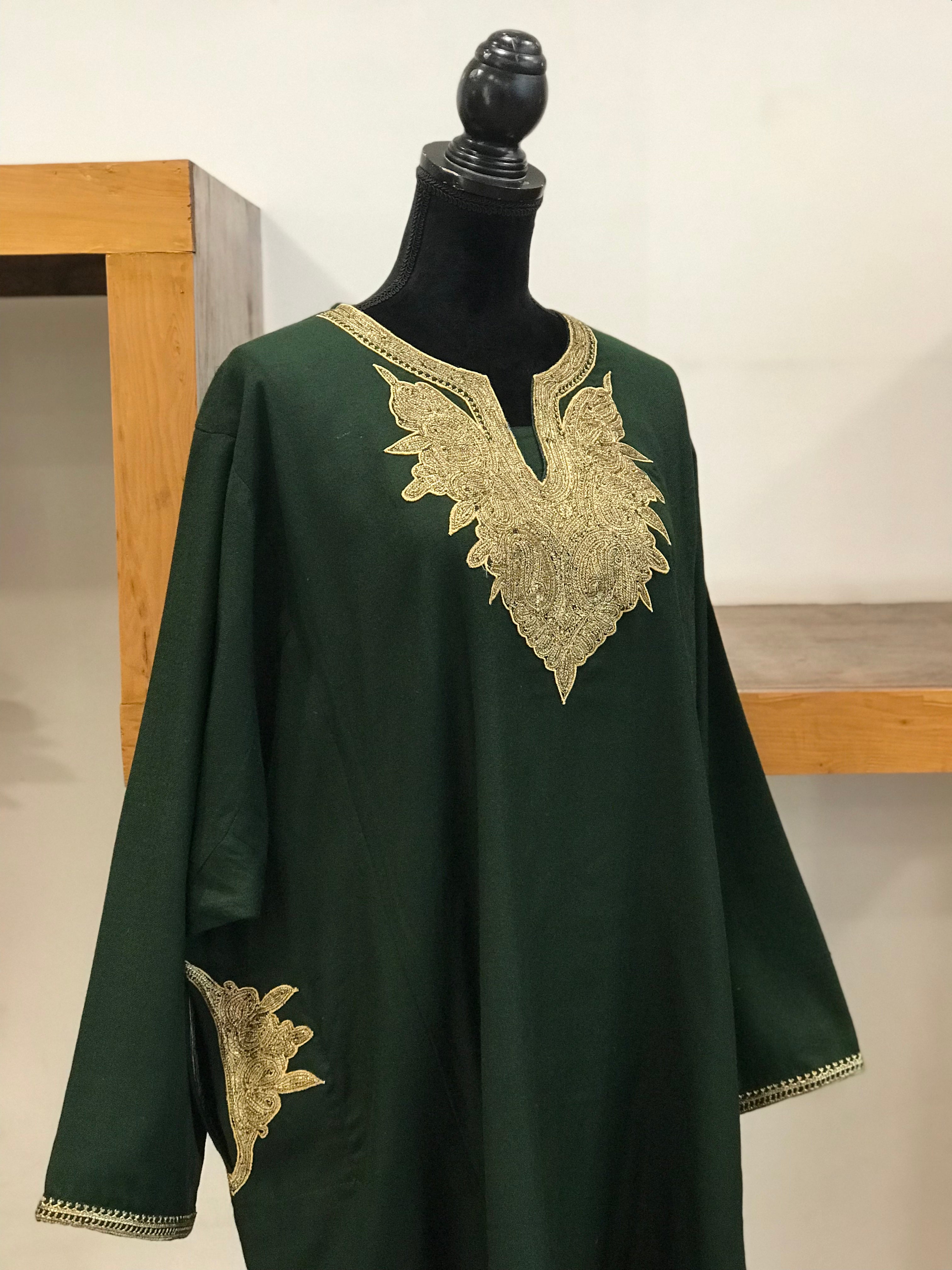 Pure pashmina and pure wool blend Hand Tilla pheran