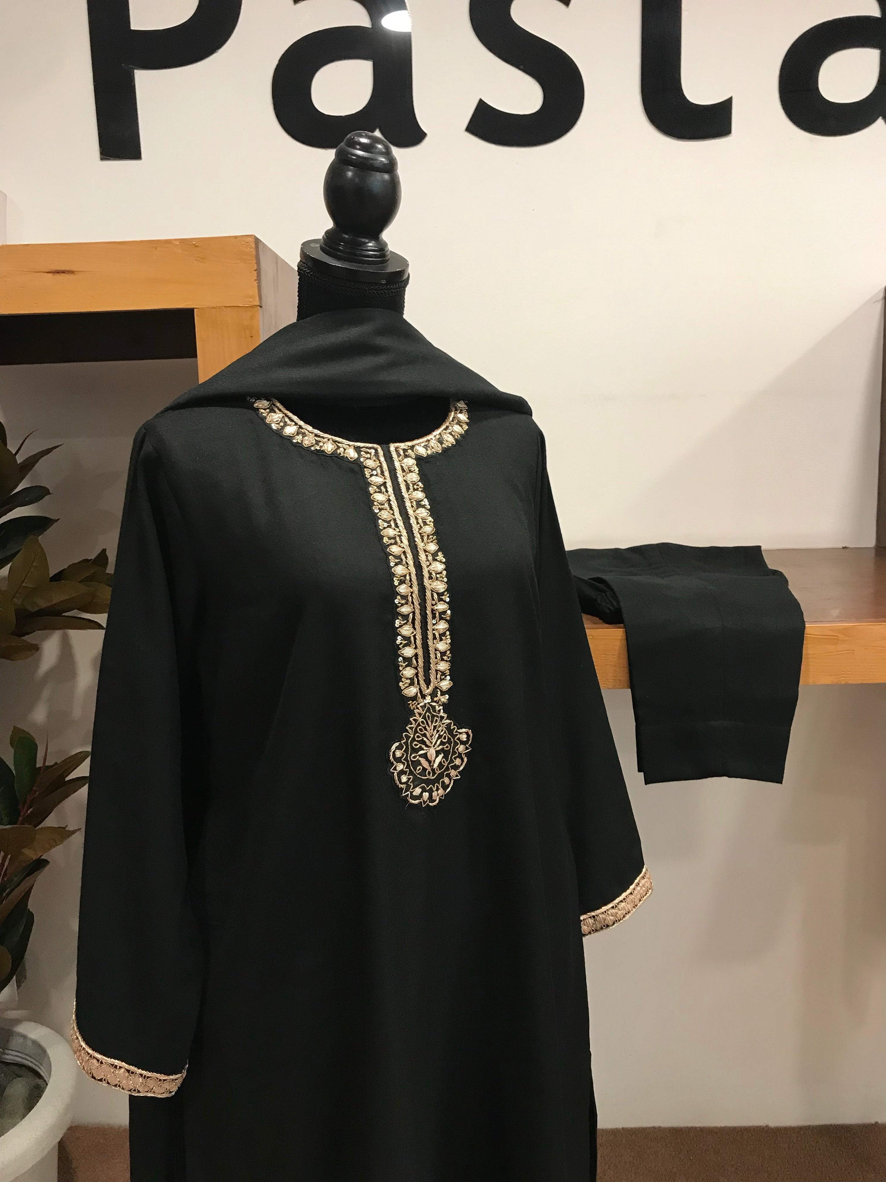 Pure pashmina And pure wool blend kurta set 3pc PWB114