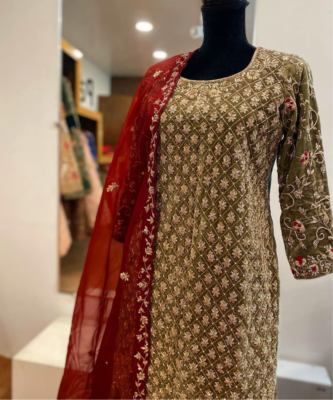 Hand embroidered Sharara Dress